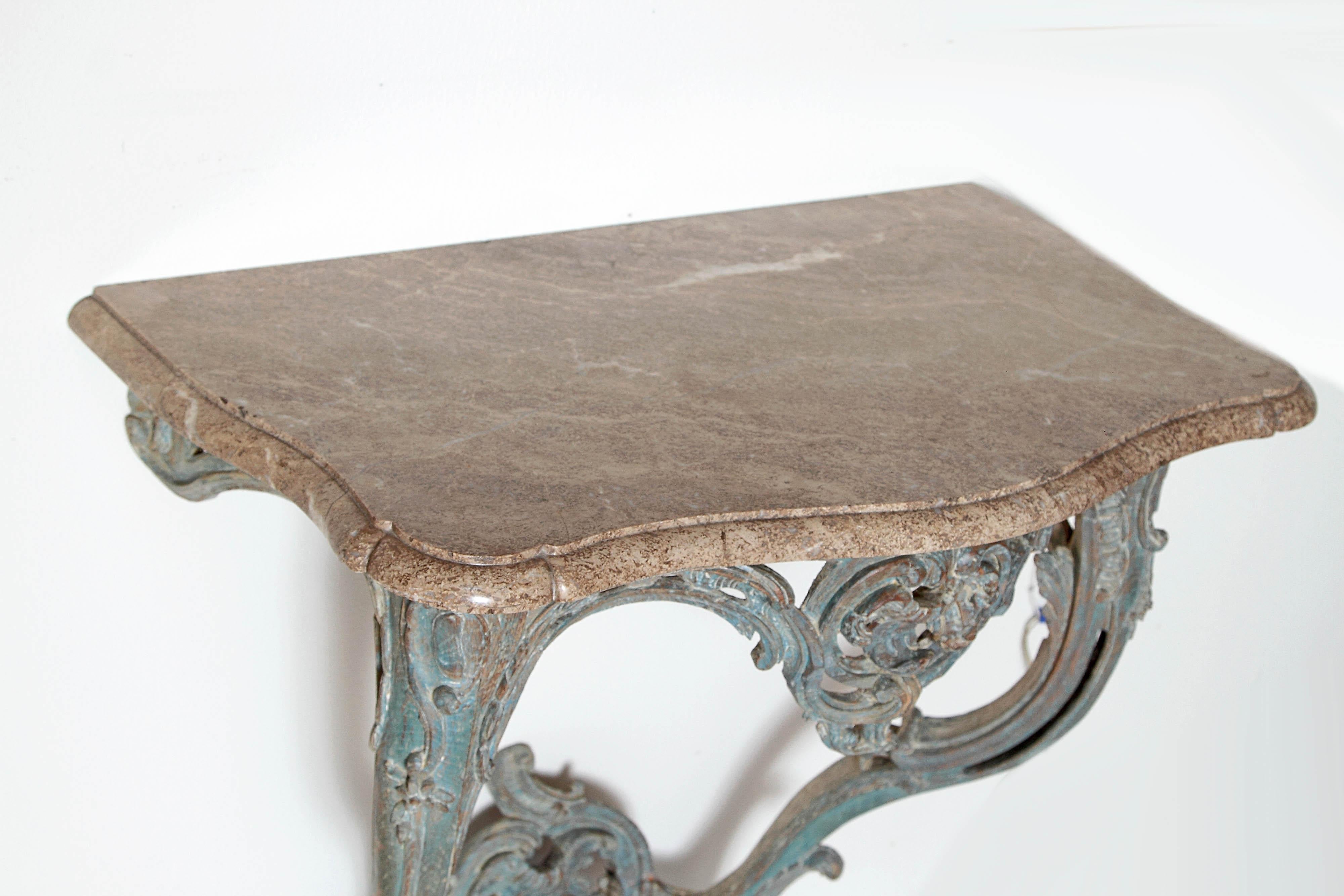 Period Painted Louis XV Console with Shaped Marble Top In Good Condition In Dallas, TX