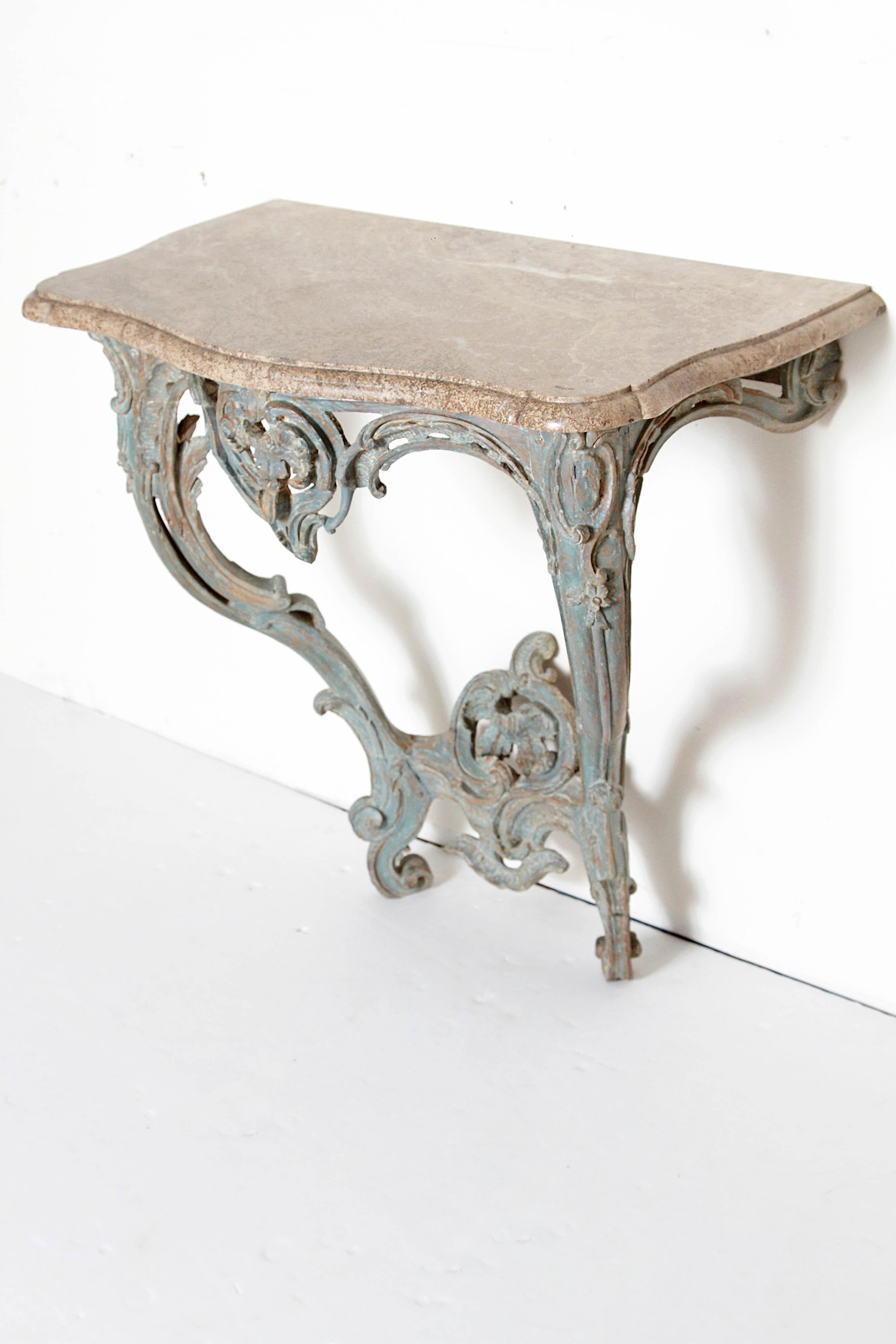 Period Painted Louis XV Console with Shaped Marble Top 2
