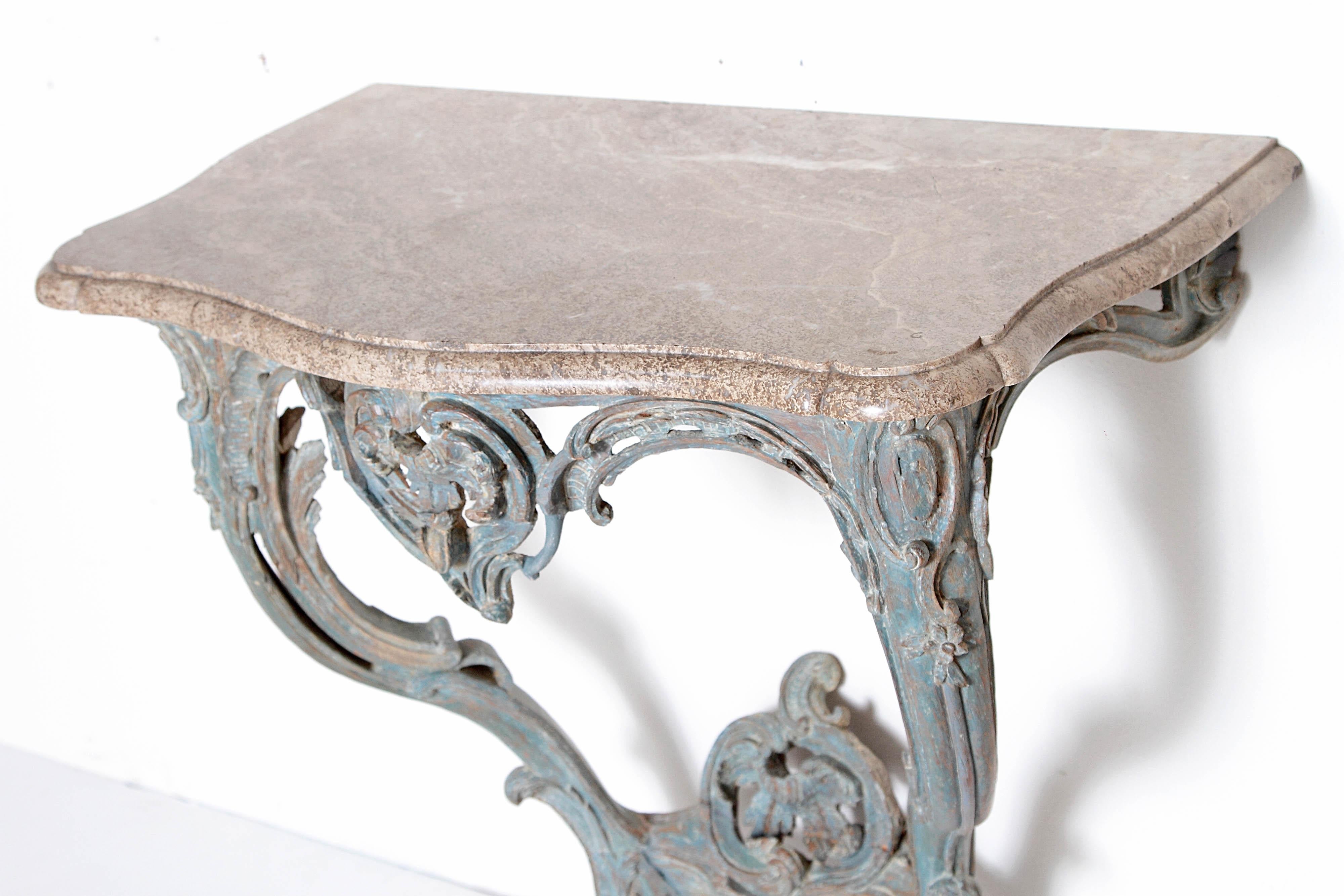 Period Painted Louis XV Console with Shaped Marble Top 3