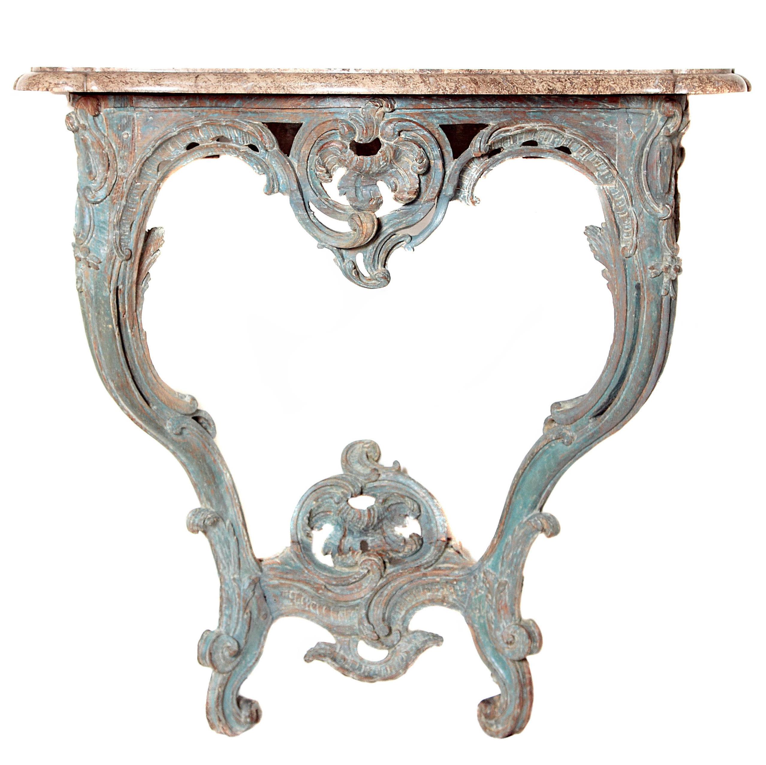 Period Painted Louis XV Console with Shaped Marble Top