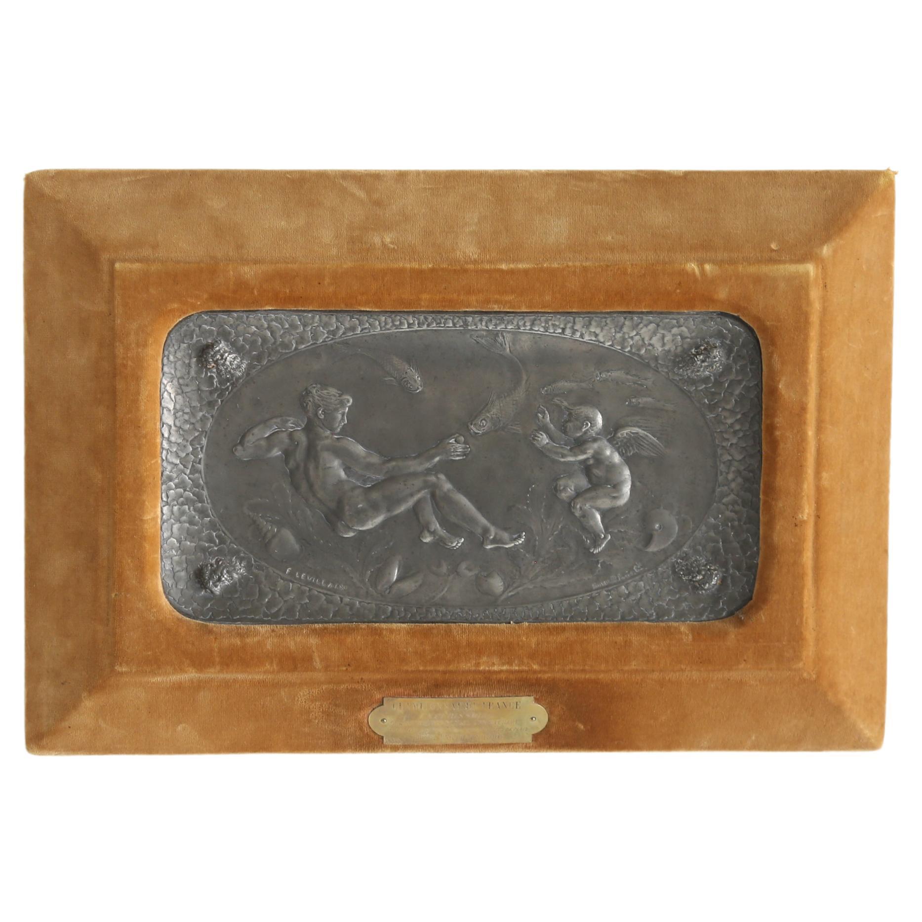 Period Parisian Silver Bas-relief Wall Plaque