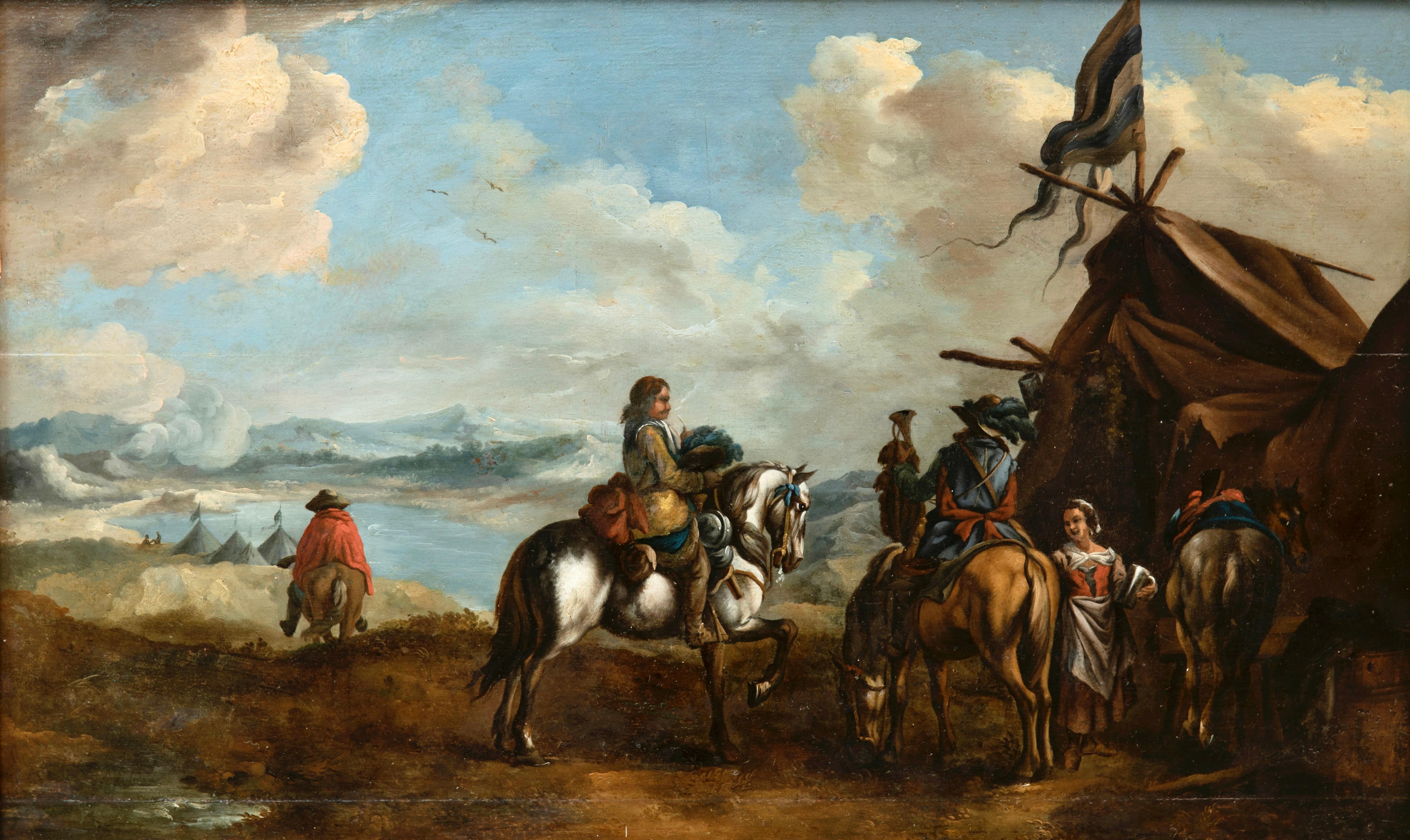Period Philips Wouwerman Credited Dutch Landscape In Good Condition For Sale In Roma, IT