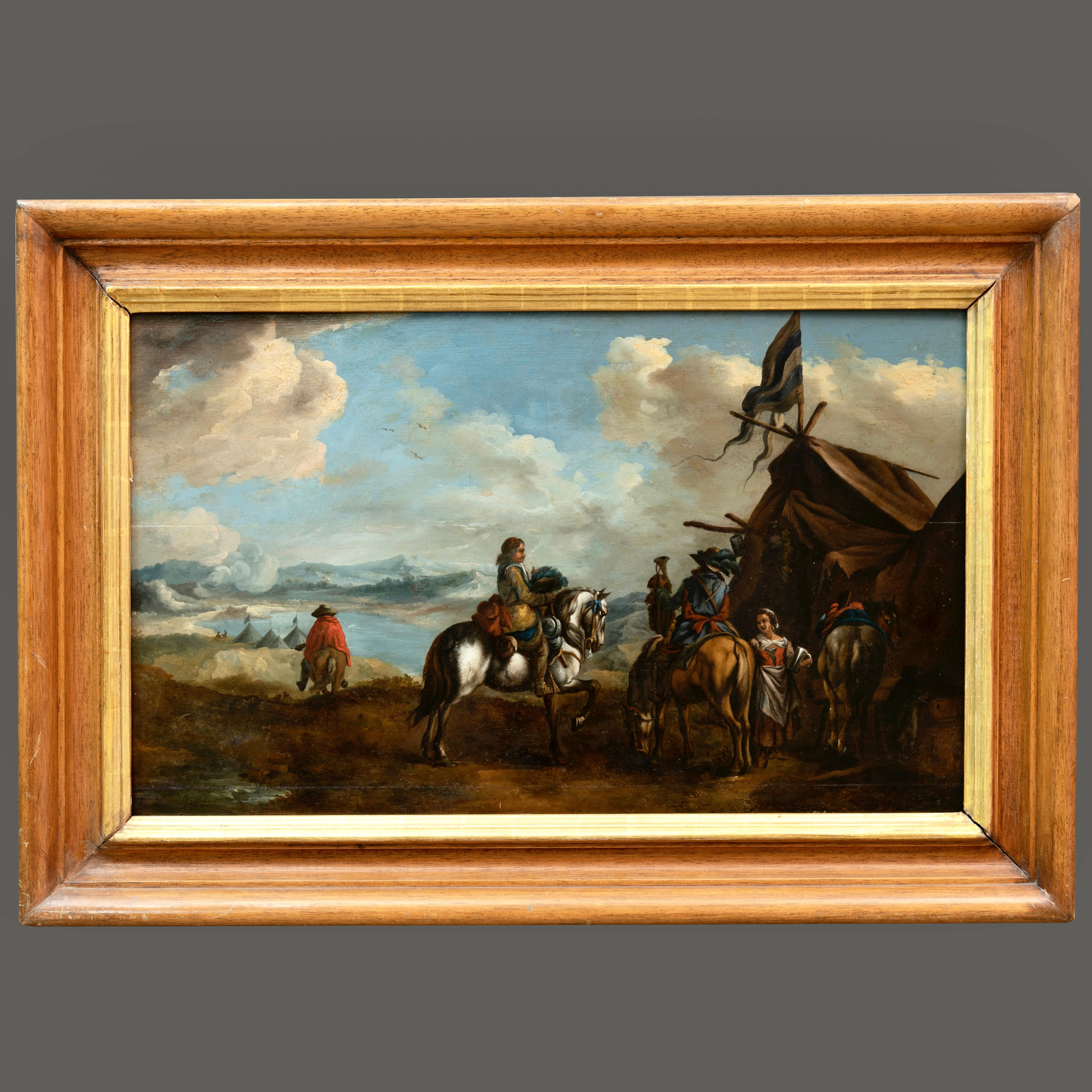 Wood Period Philips Wouwerman Credited Dutch Landscape For Sale