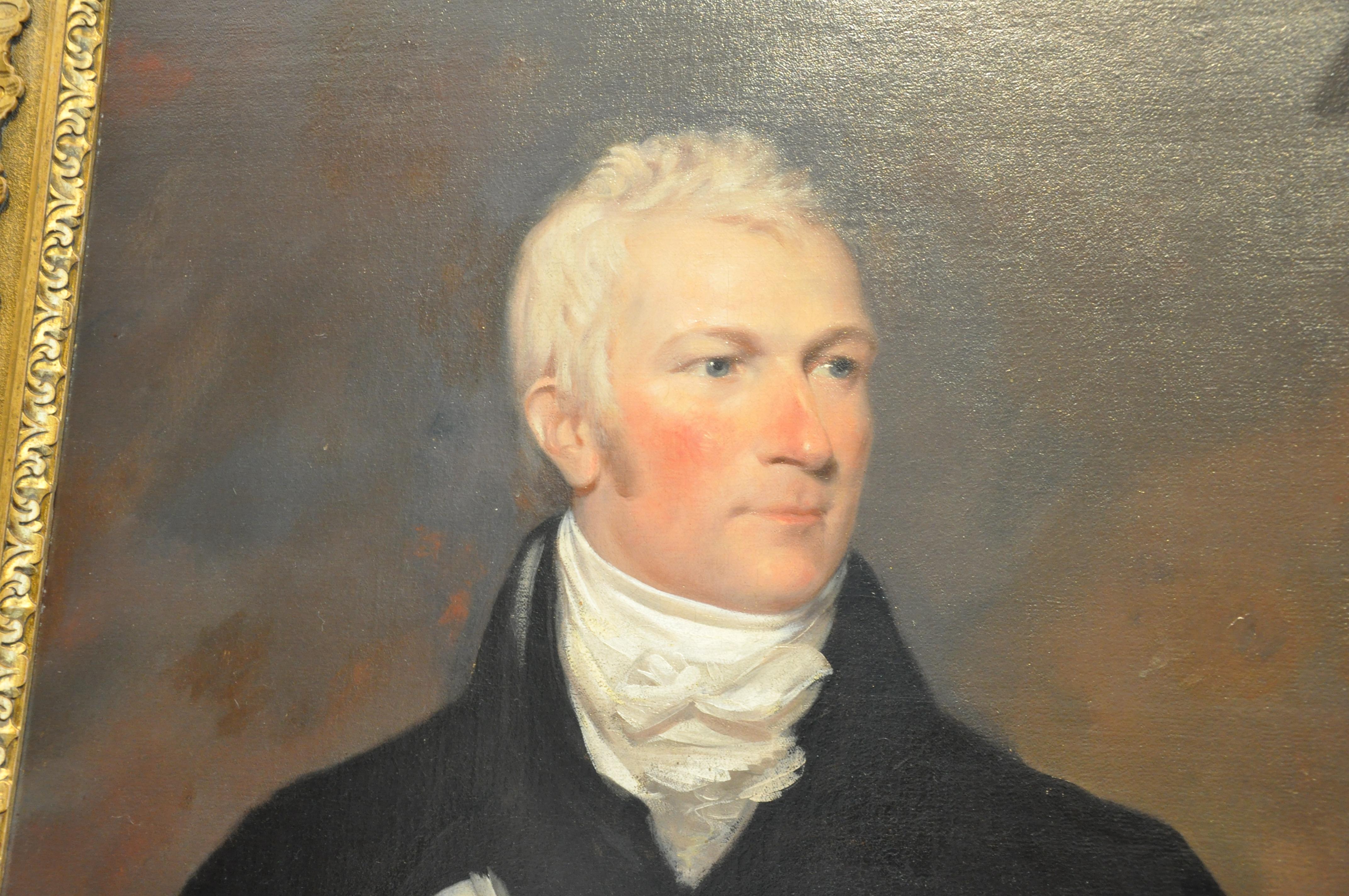 Early 19th Century Portrait of a Handsome Gentleman In Good Condition For Sale In Essex, MA