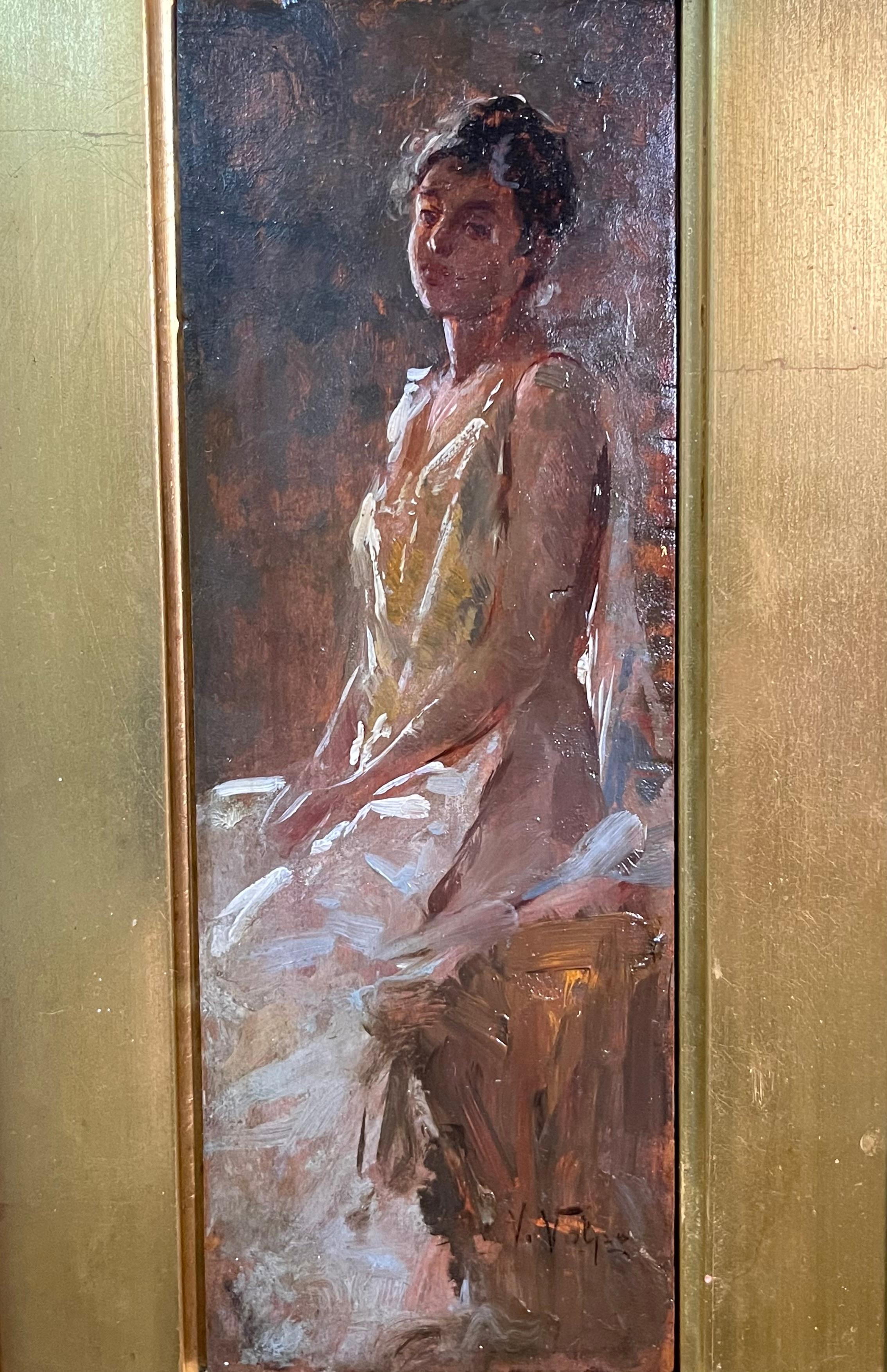 20th Century Period Portrait of a Young Noblewoman by Vincenzo Volpe For Sale
