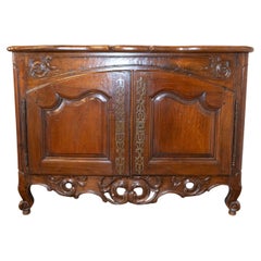 Used Period Regence French 1720s Walnut Two-Door Buffet with Carved and Pierced Skirt