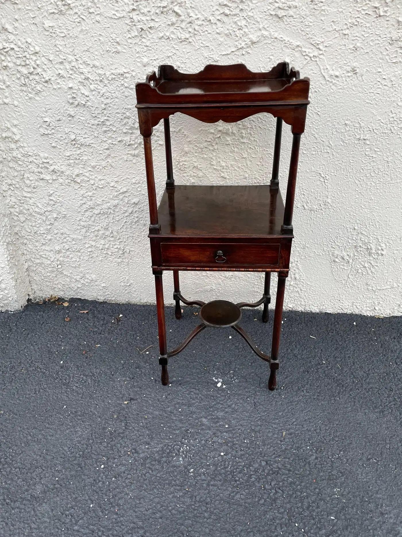 Period Regency 3-Tier Antique Wood Stand Side Table 2