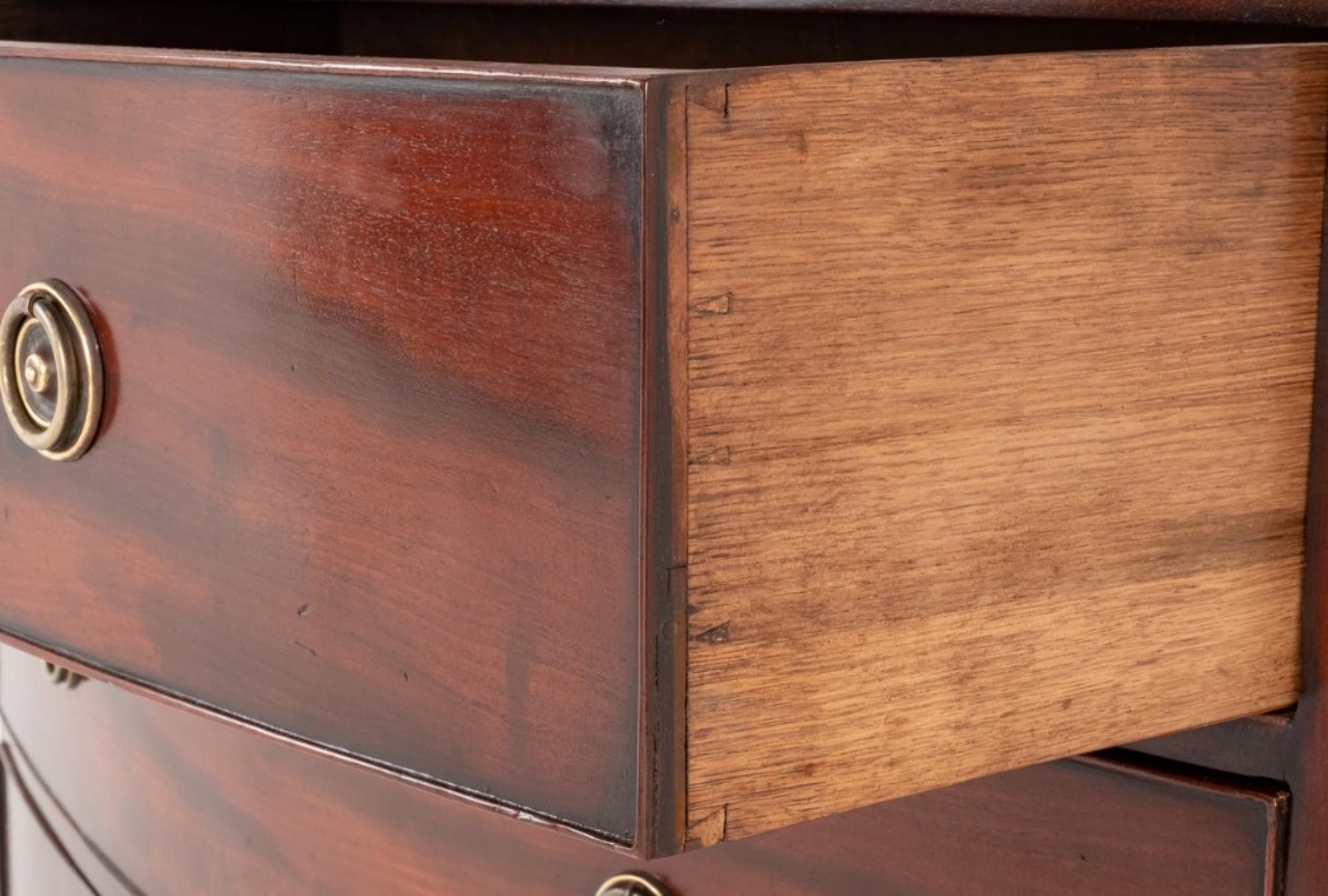 Period Regency Chest Drawers Bow Front Mahogany 1