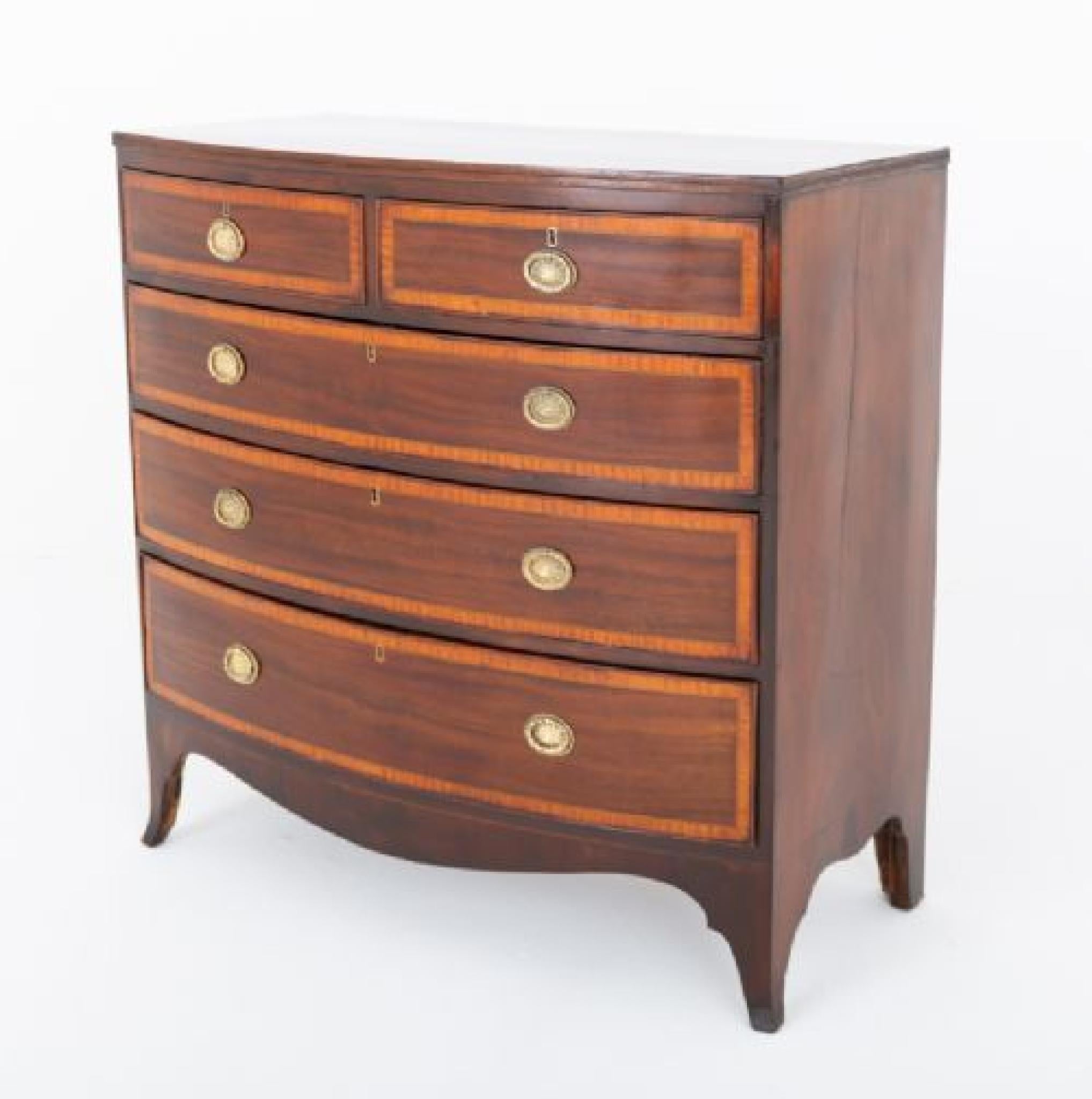 Period Regency Chest of Drawers Mahogany Bow Front 1830 For Sale 1