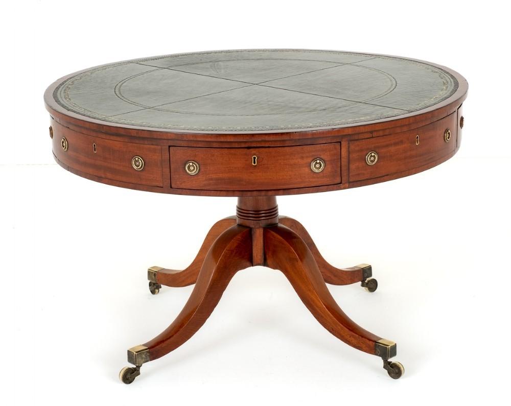 Late 20th Century Period Regency Drum Table Mahogany For Sale