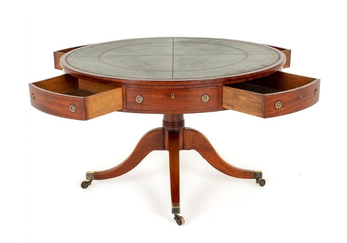 Period Regency Drum Table Mahogany For Sale 1