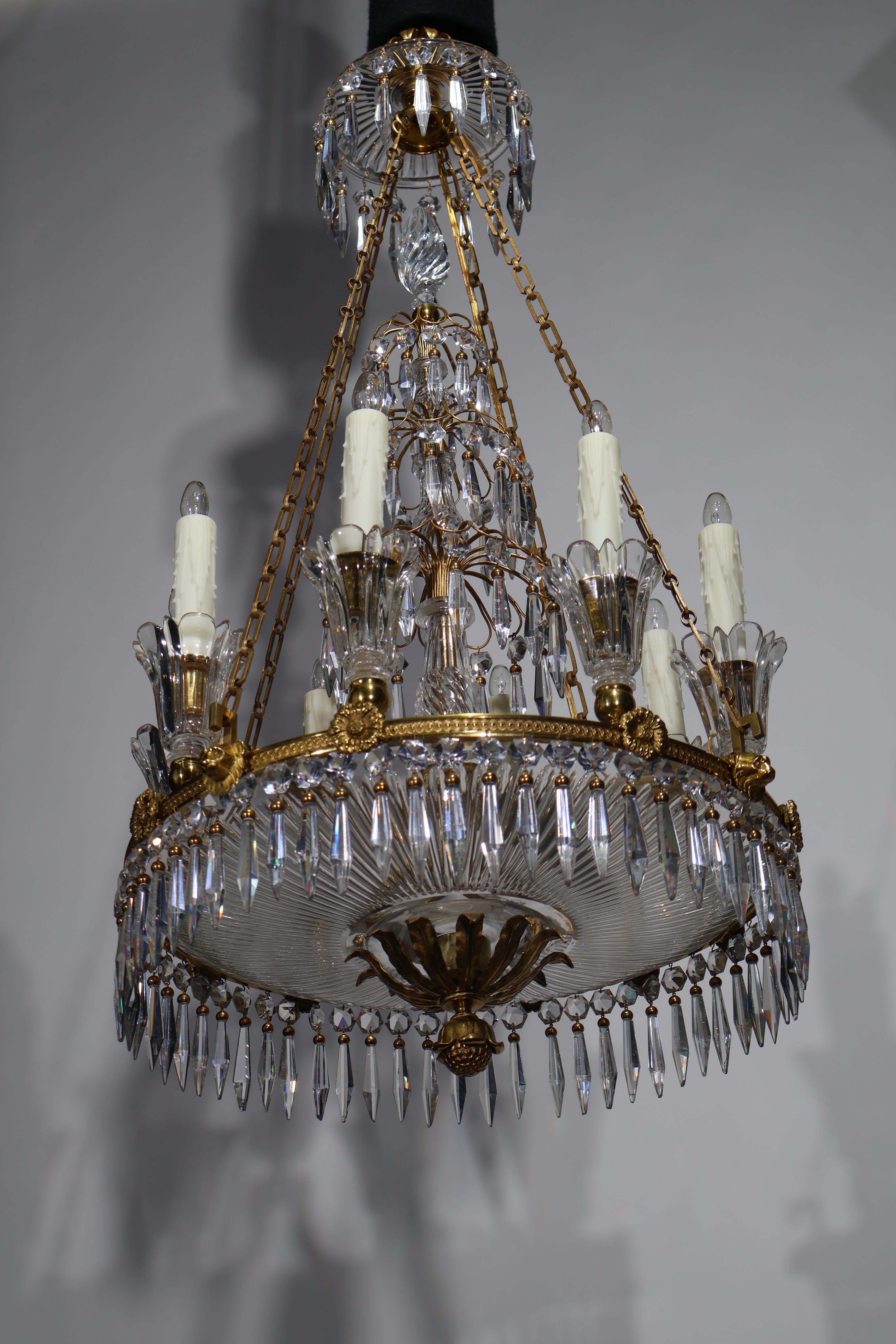 Bronze Plat d'époque Régence en bronze doré et cristal en vente