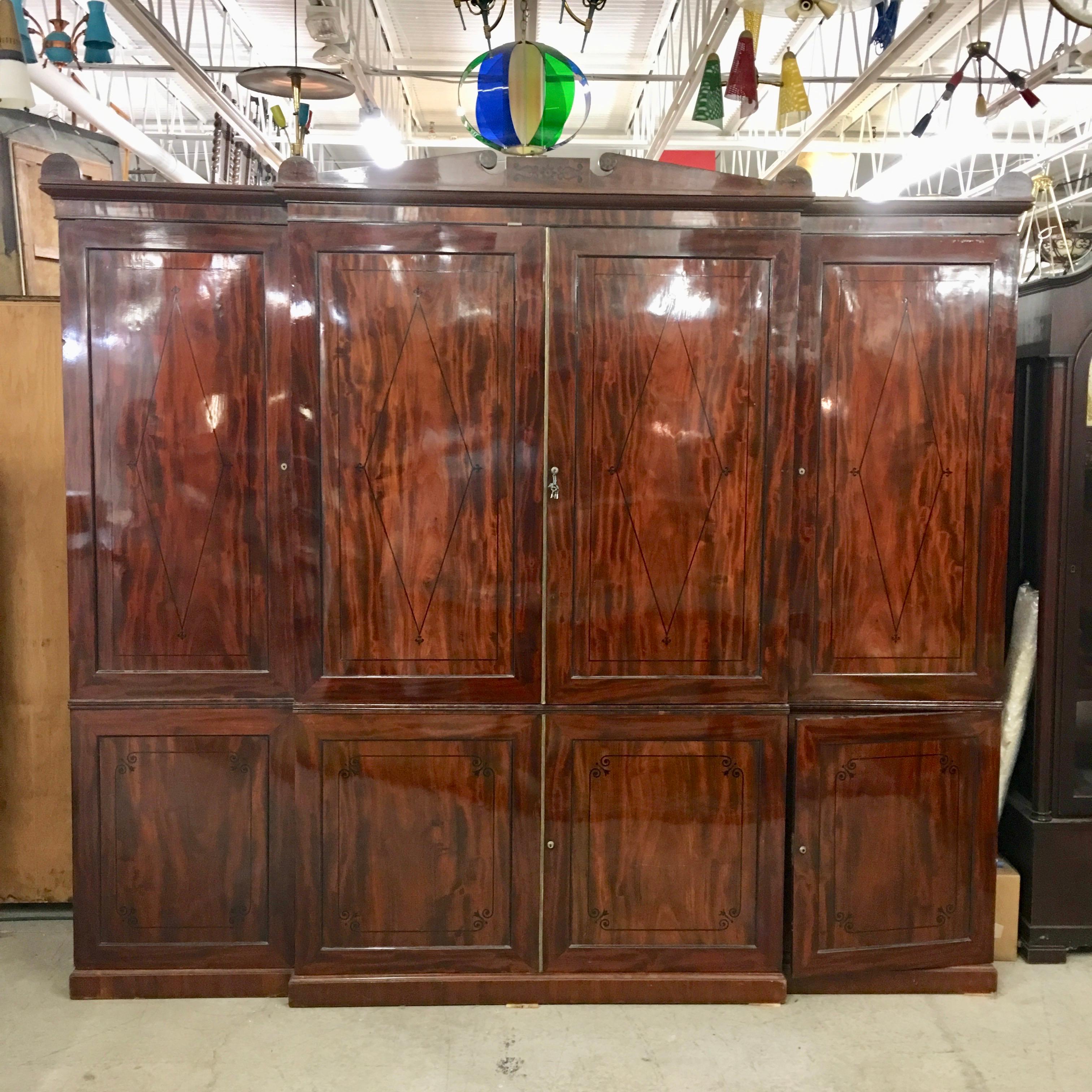 Period Regency Mahogany Armoire Wardrobe Linen Press (SATURDAY SALE) 1