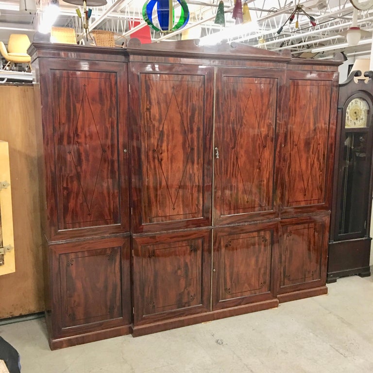 Period Regency Mahogany Armoire Wardrobe Linen Press For Sale at 1stdibs