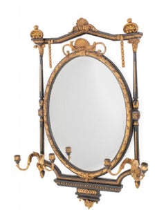 Regency-Spiegel Ebonisiert Vergoldet Antikes Glas