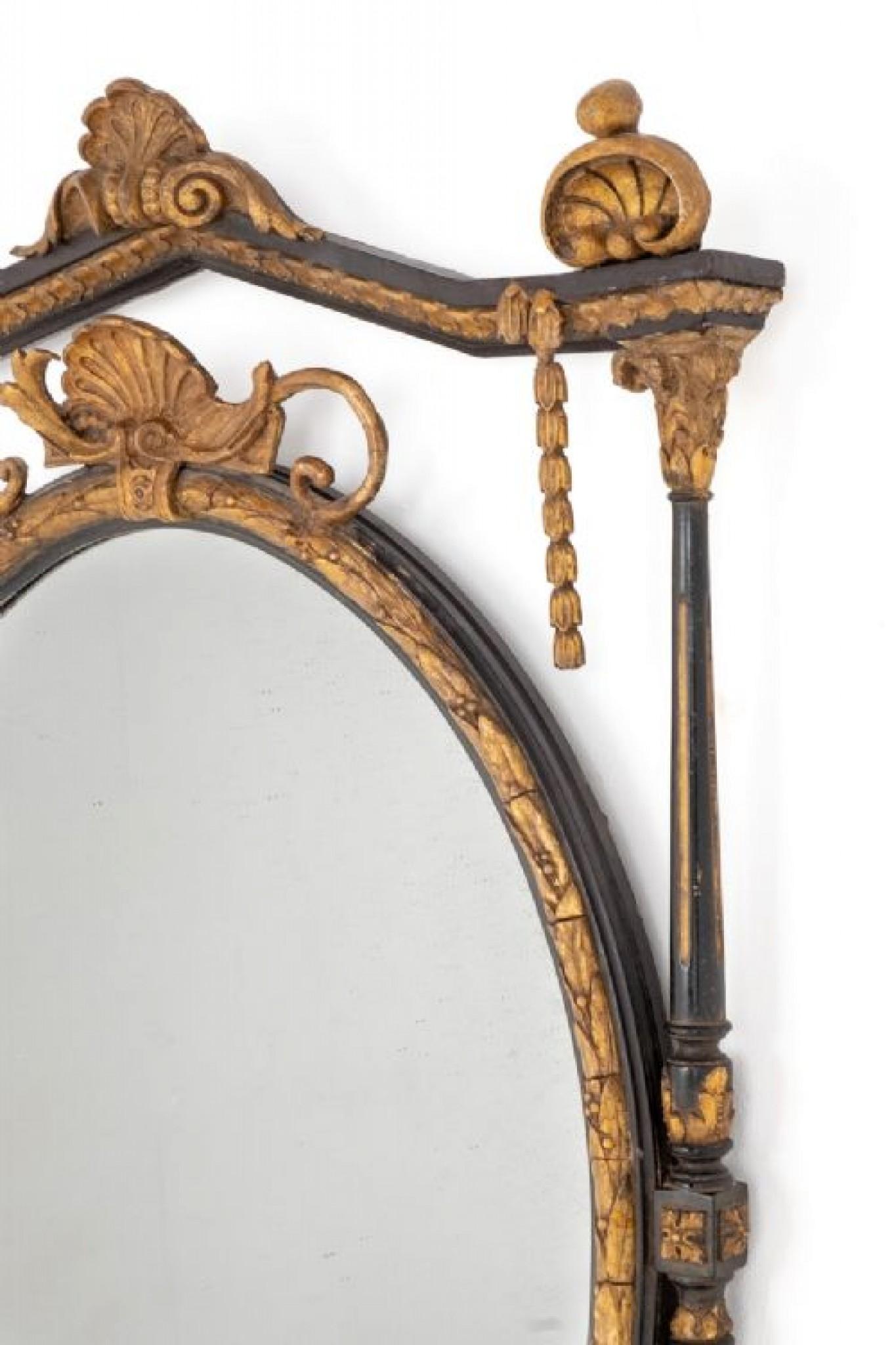 Period Regency Mirror Ebonised Gilt Antique Glass In Good Condition For Sale In Potters Bar, GB