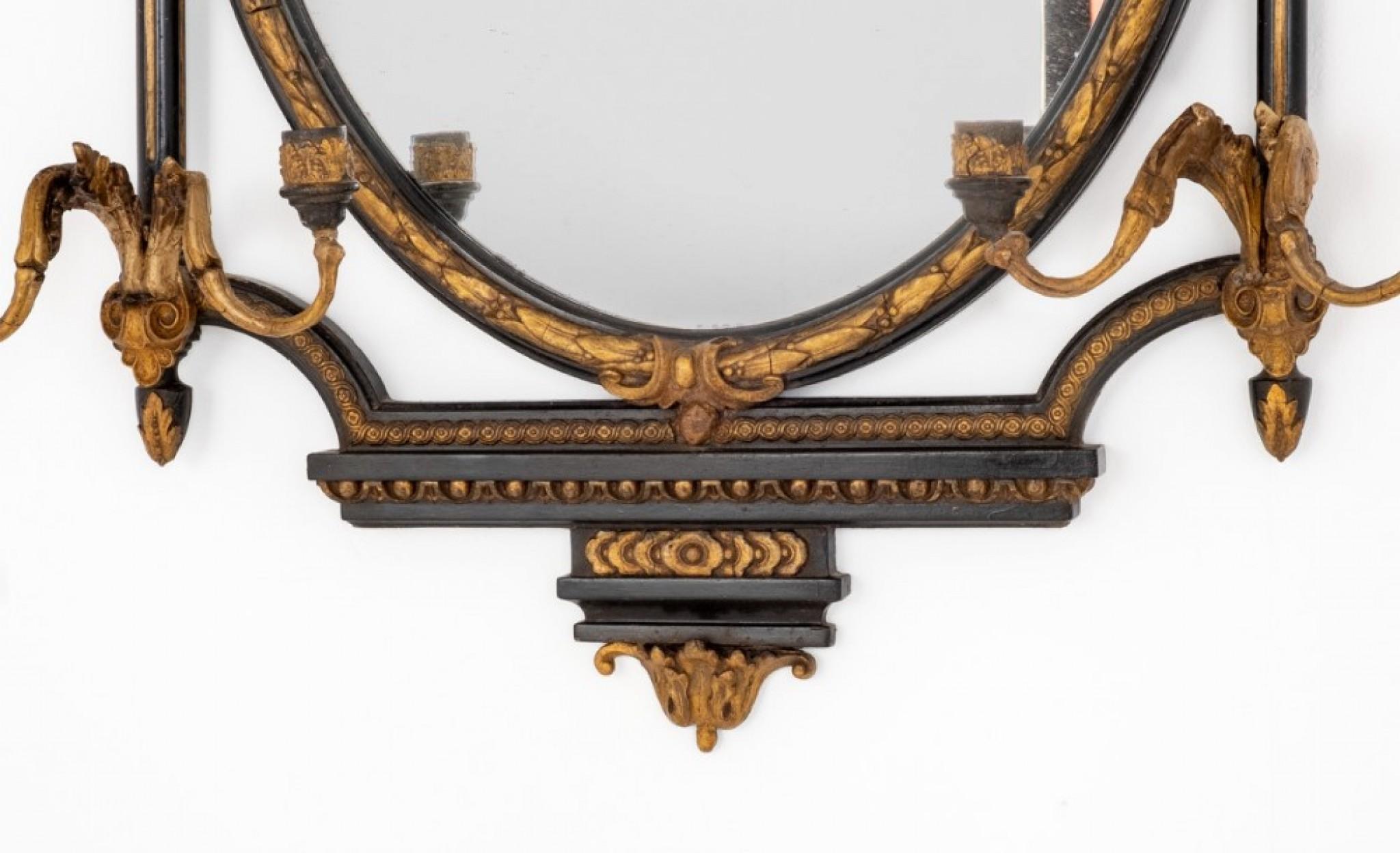 Late 20th Century Period Regency Mirror Ebonised Gilt Antique Glass For Sale