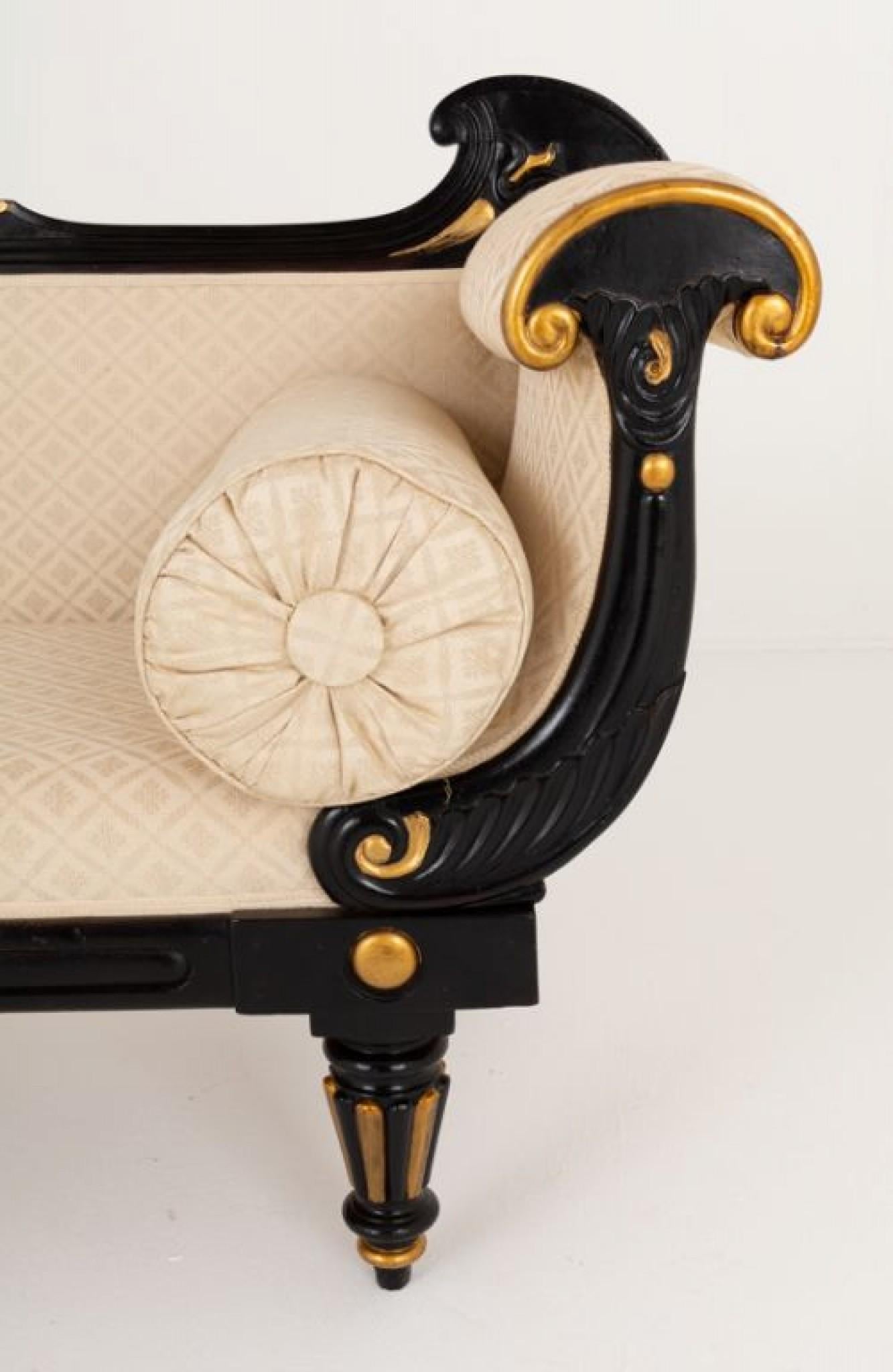 Period Regency Settee Ebonised Gilt Sofa For Sale 2