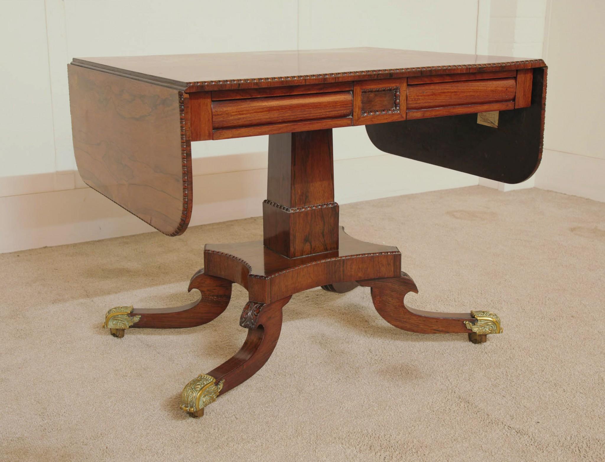 Period Regency Sofa Table Walnut 1810 For Sale 6