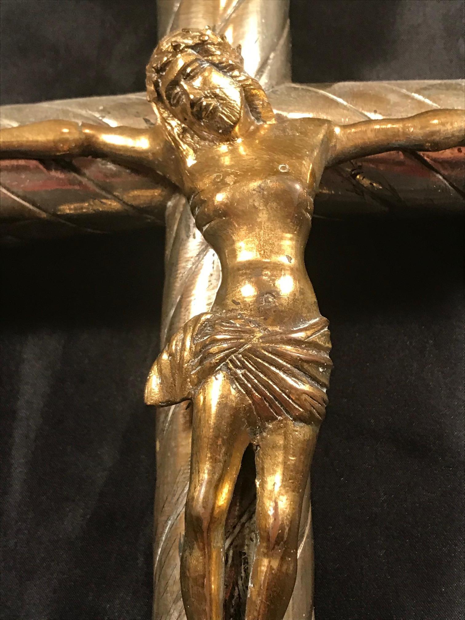 Exceptional Period Renaissance processional cross early 16th century, France

Extremely rare and beautiful processional cross from the early period of the French Renaissance. This crucifix is handcrafted, circa 1530, in bronze and silver overlay.