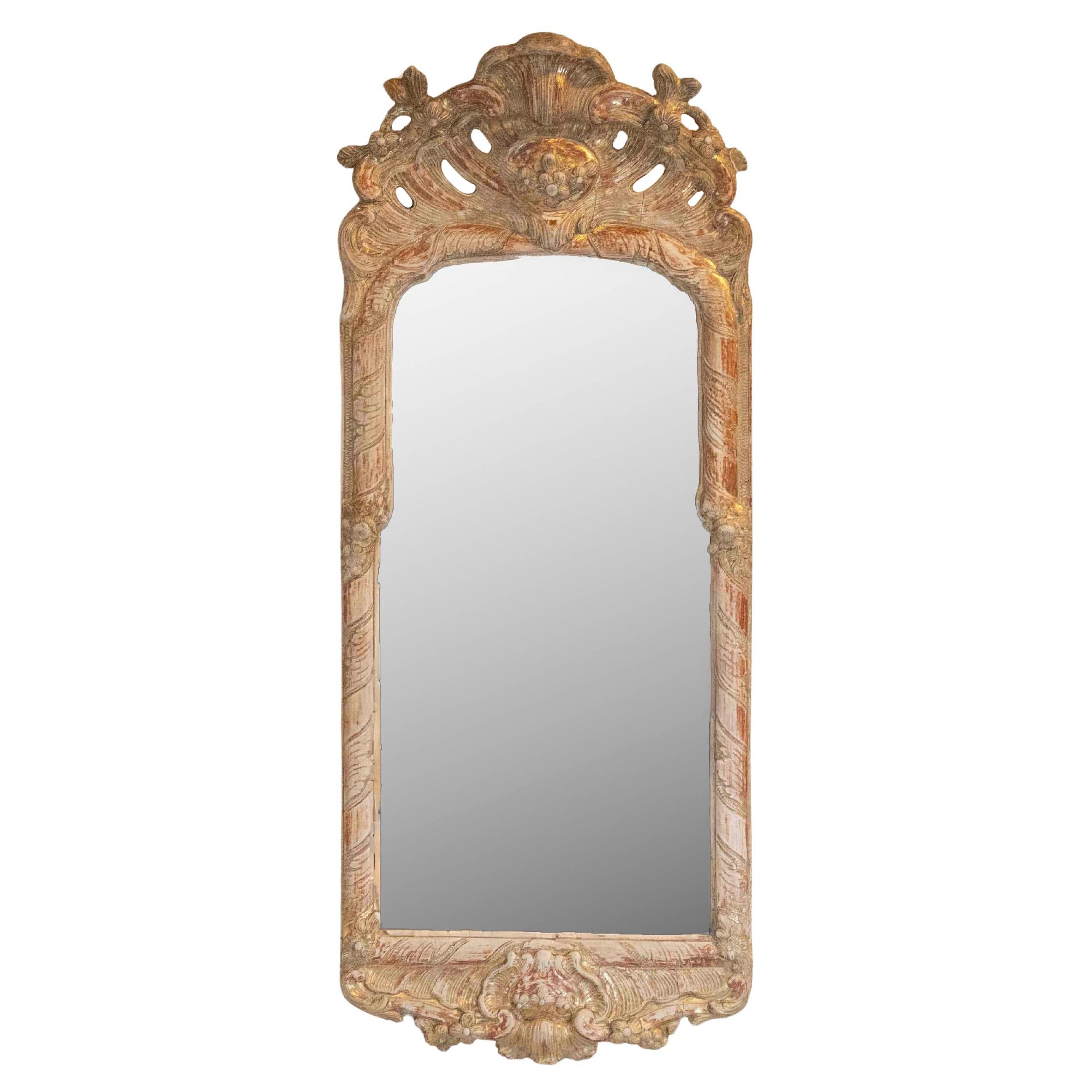 Period Rococo Mirror, Sweden, Late 18th Century For Sale