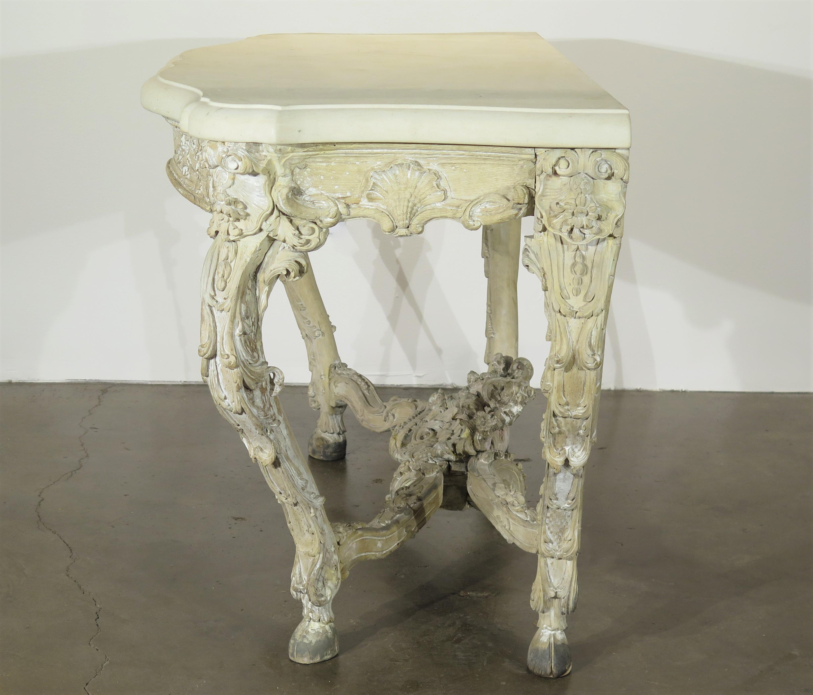 Hand-Carved Period Rococo Painted Console For Sale