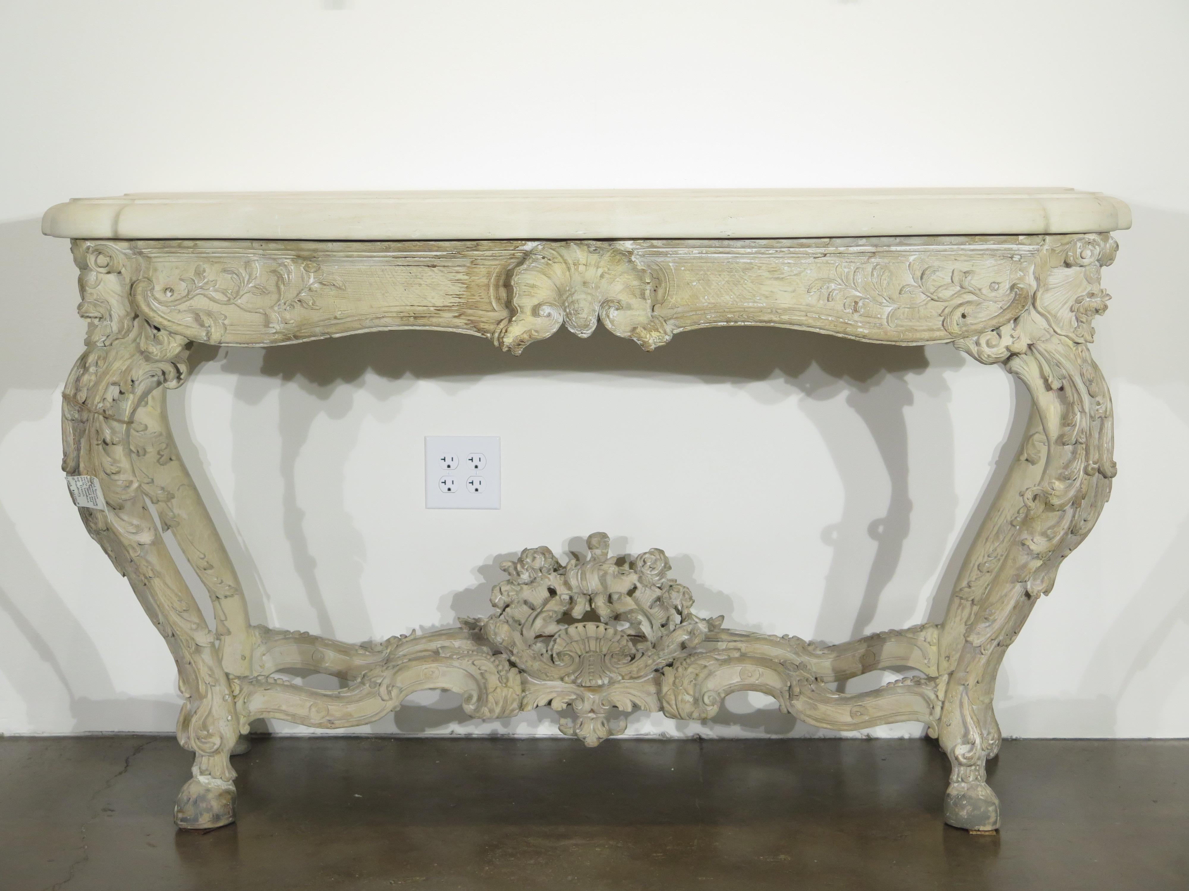 Period Rococo Painted Console In Good Condition For Sale In Dallas, TX