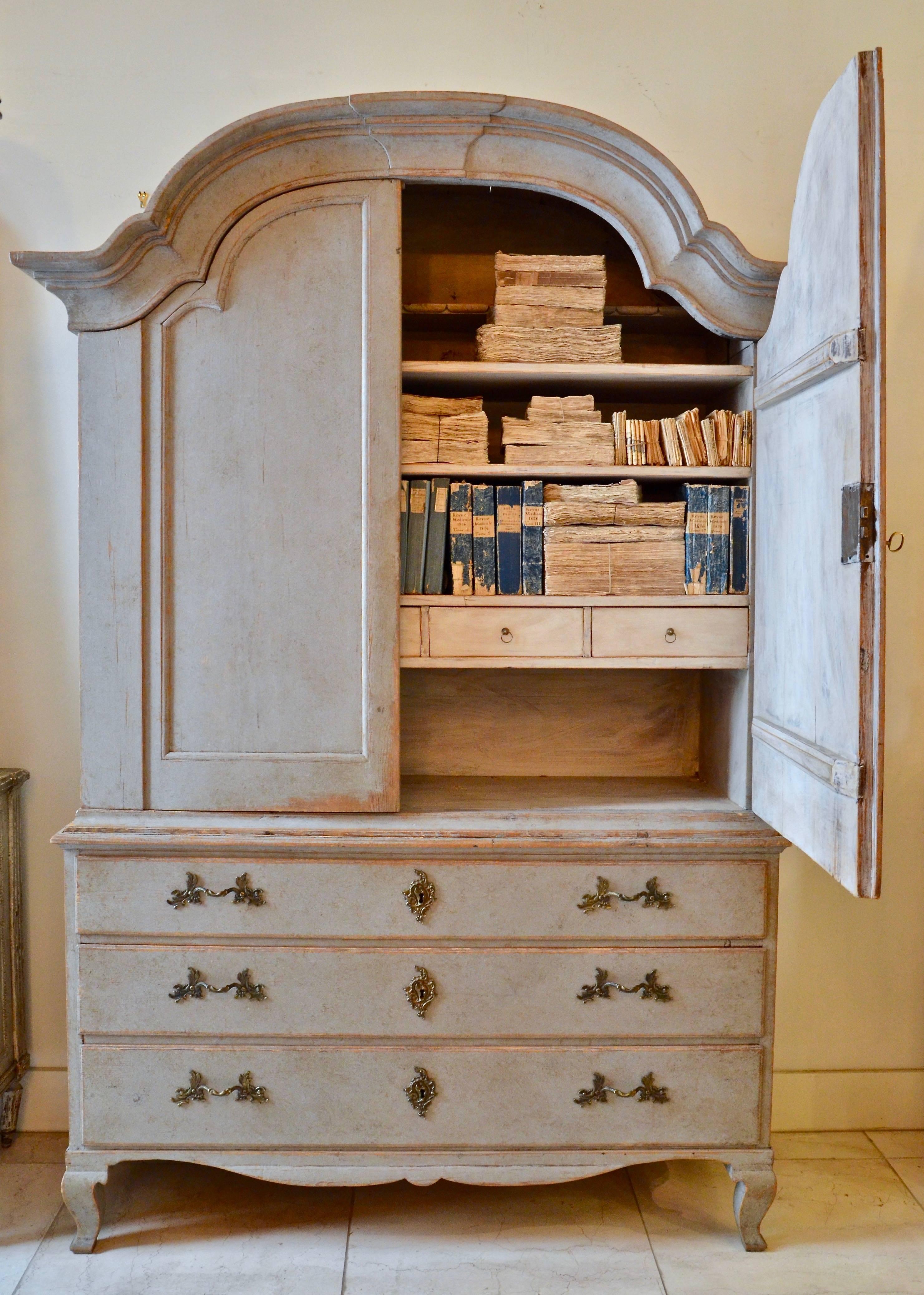 Hand-Carved Period Rococo Swedish Cabinet, Sweden, circa 1760