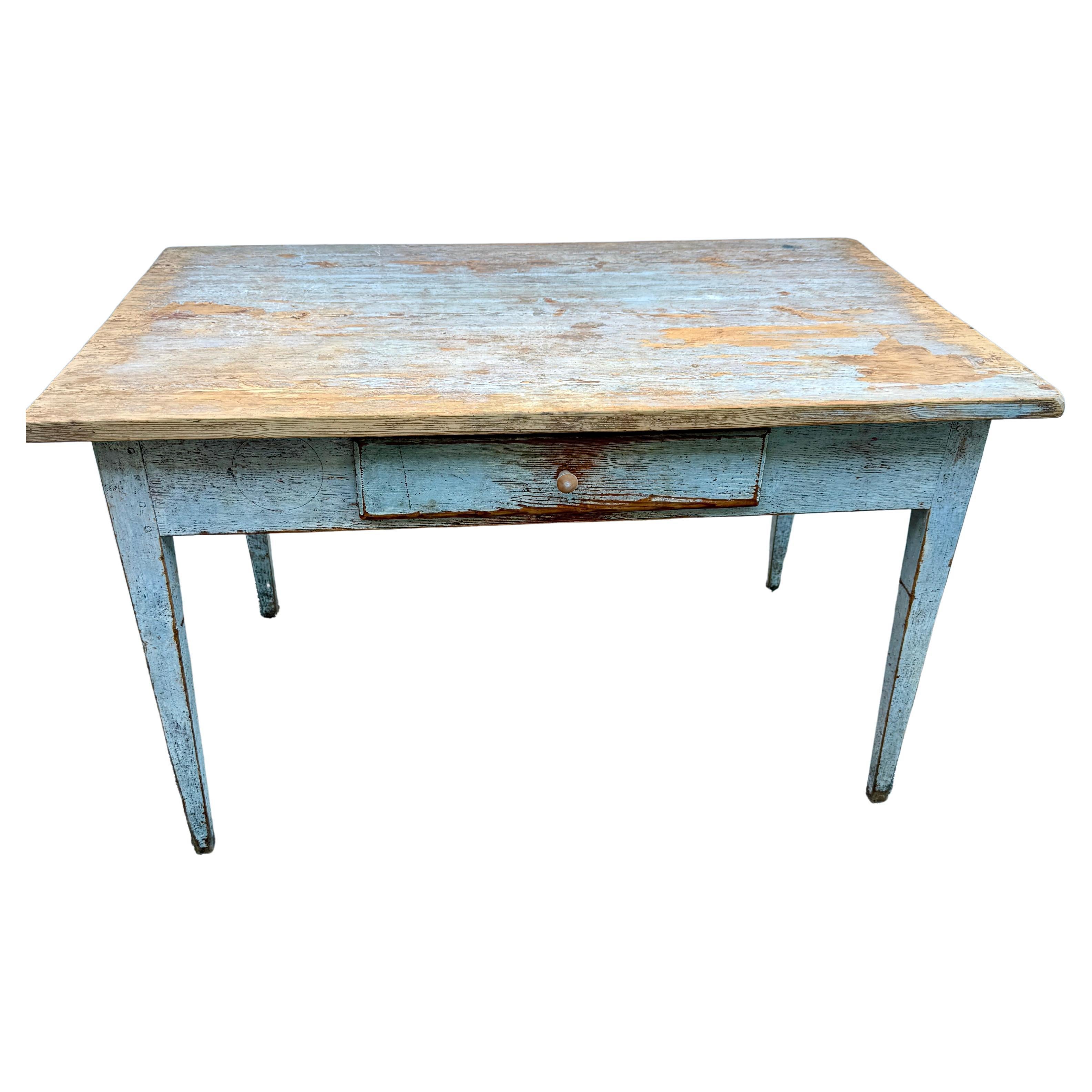 Period Swedish Gustavian Painted Office Desk Table With Drawer, 1790-1810 In Good Condition In Haddonfield, NJ