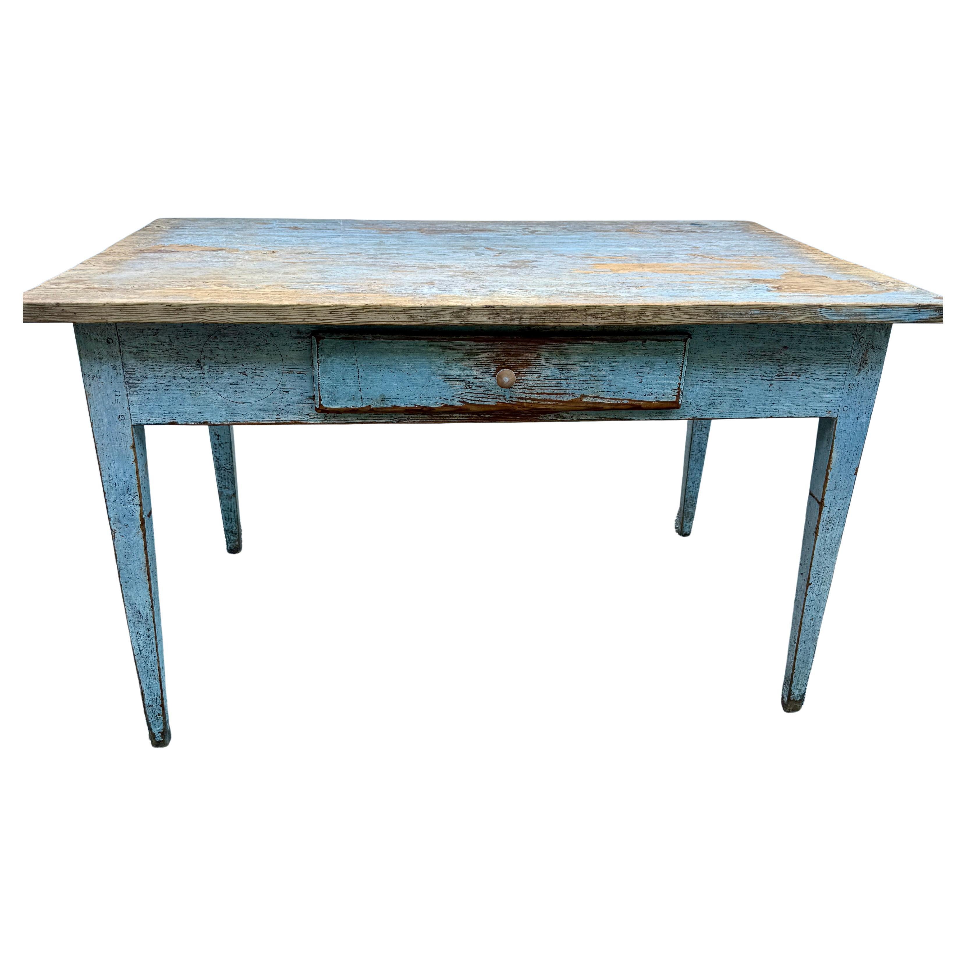Period Swedish Gustavian Painted Office Desk Table With Drawer, 1790-1810
