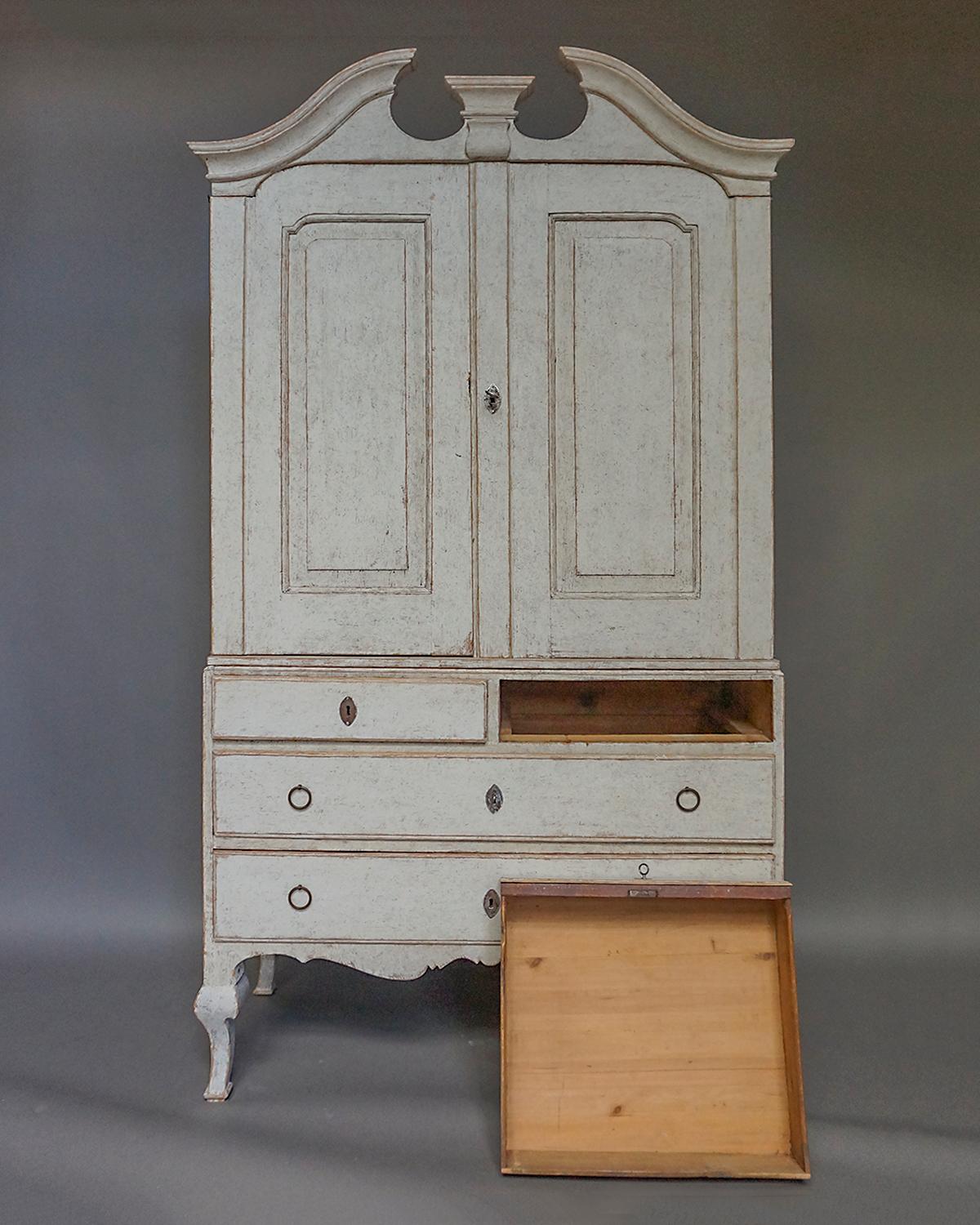 Hand-Carved Period Swedish Rococo Cabinet