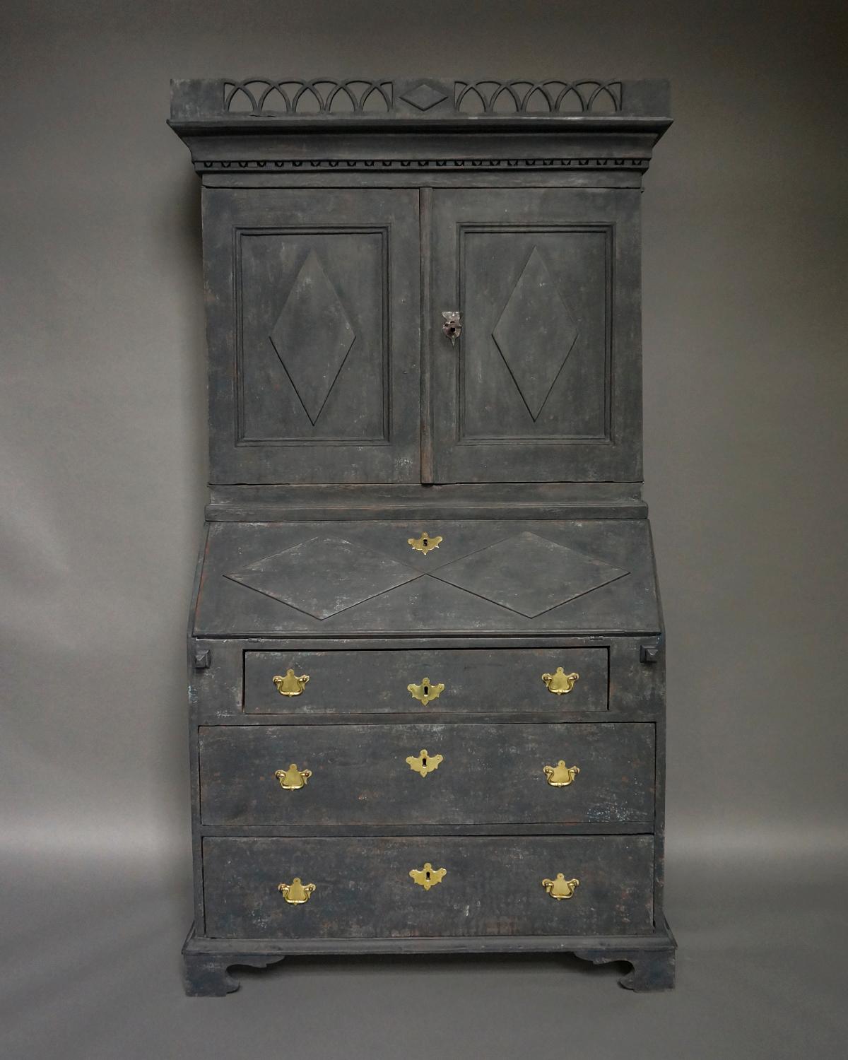 Gustavian Period Swedish Secretary with Pierced Cornice
