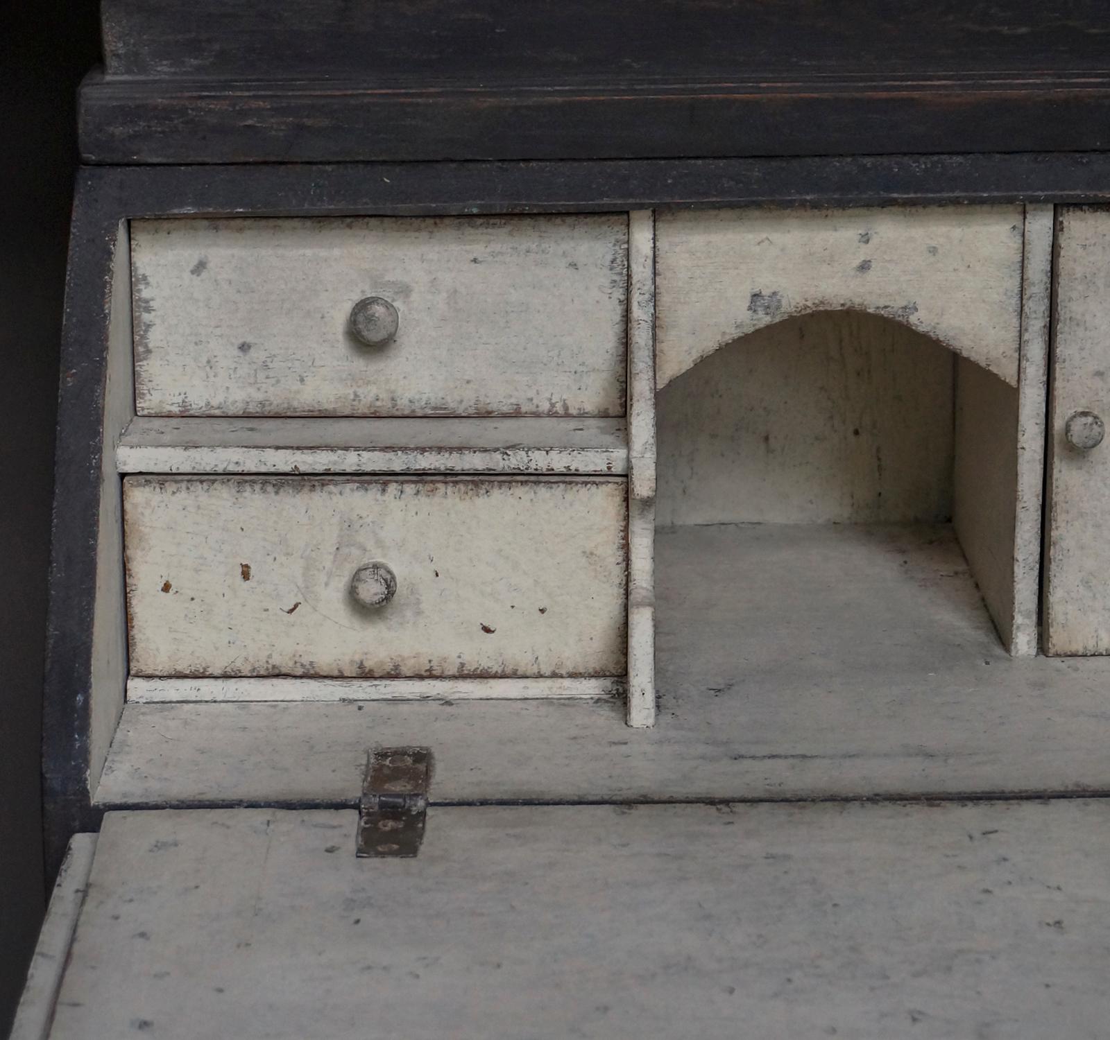 Wood Period Swedish Secretary with Pierced Cornice