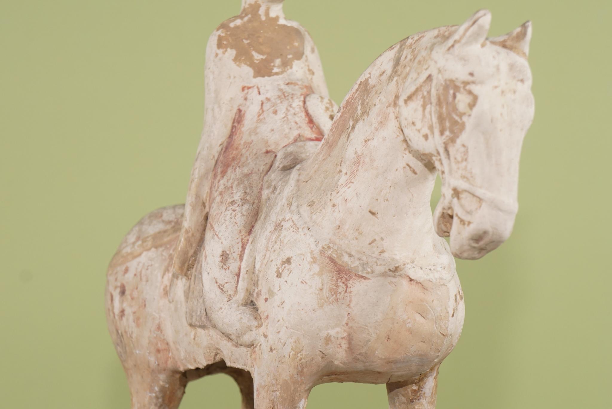 18th Century and Earlier Period Tang Dynasty Terra Cotta Horse and Rider