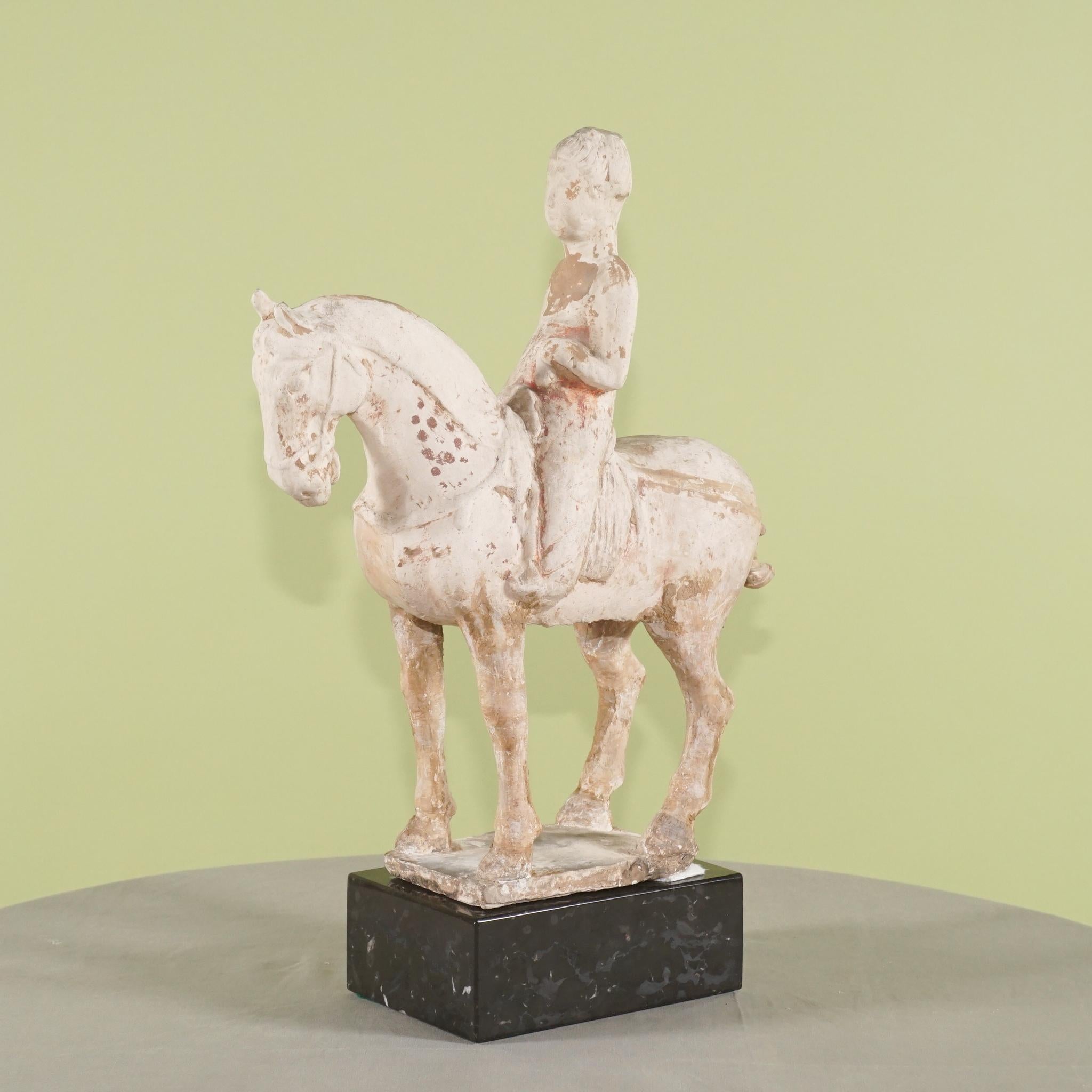 Period Tang Dynasty Terra Cotta Horse and Rider 1