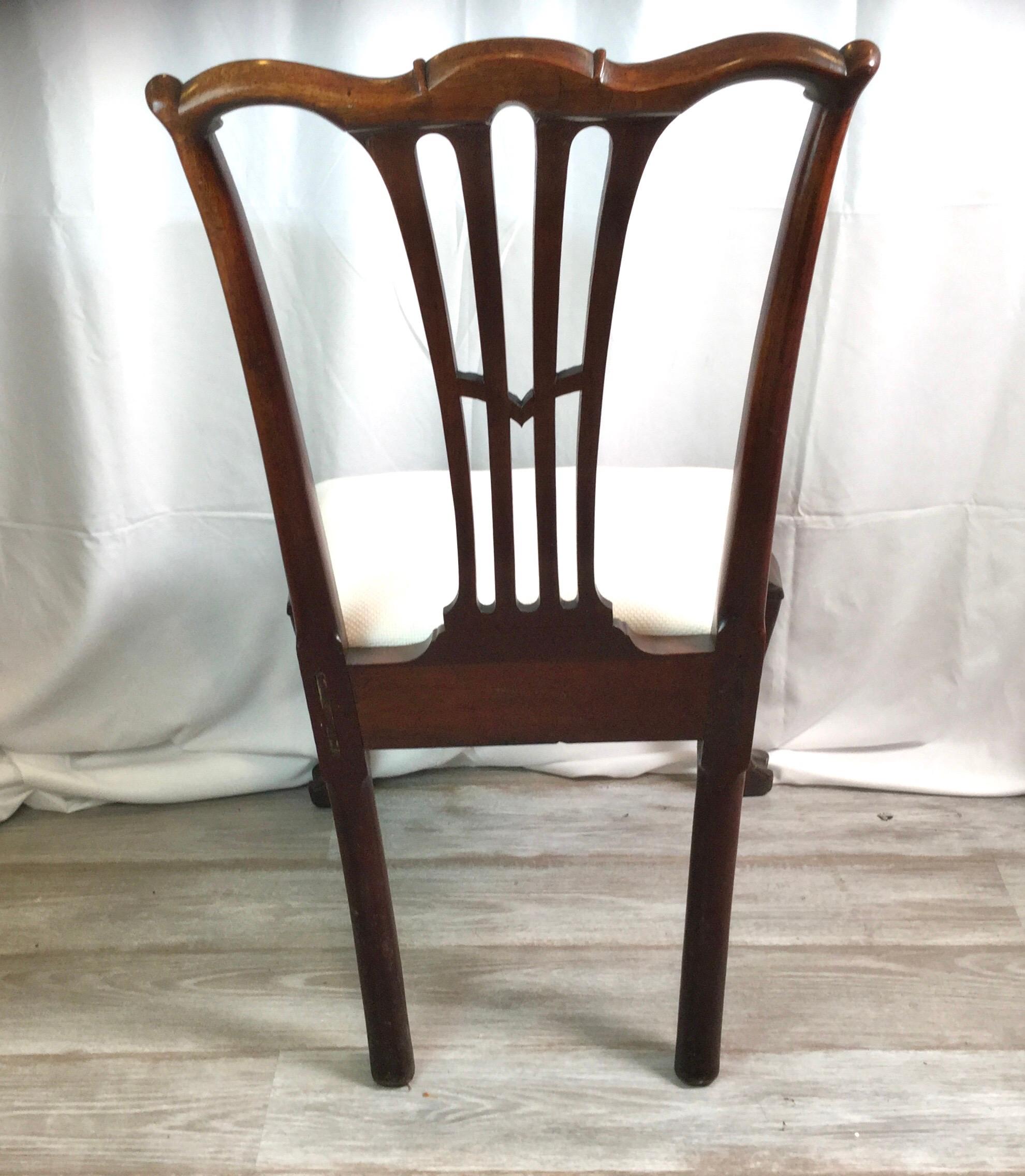 Américain Chaise d'appoint Philadelphie d'époque à trois pieds en acajou
