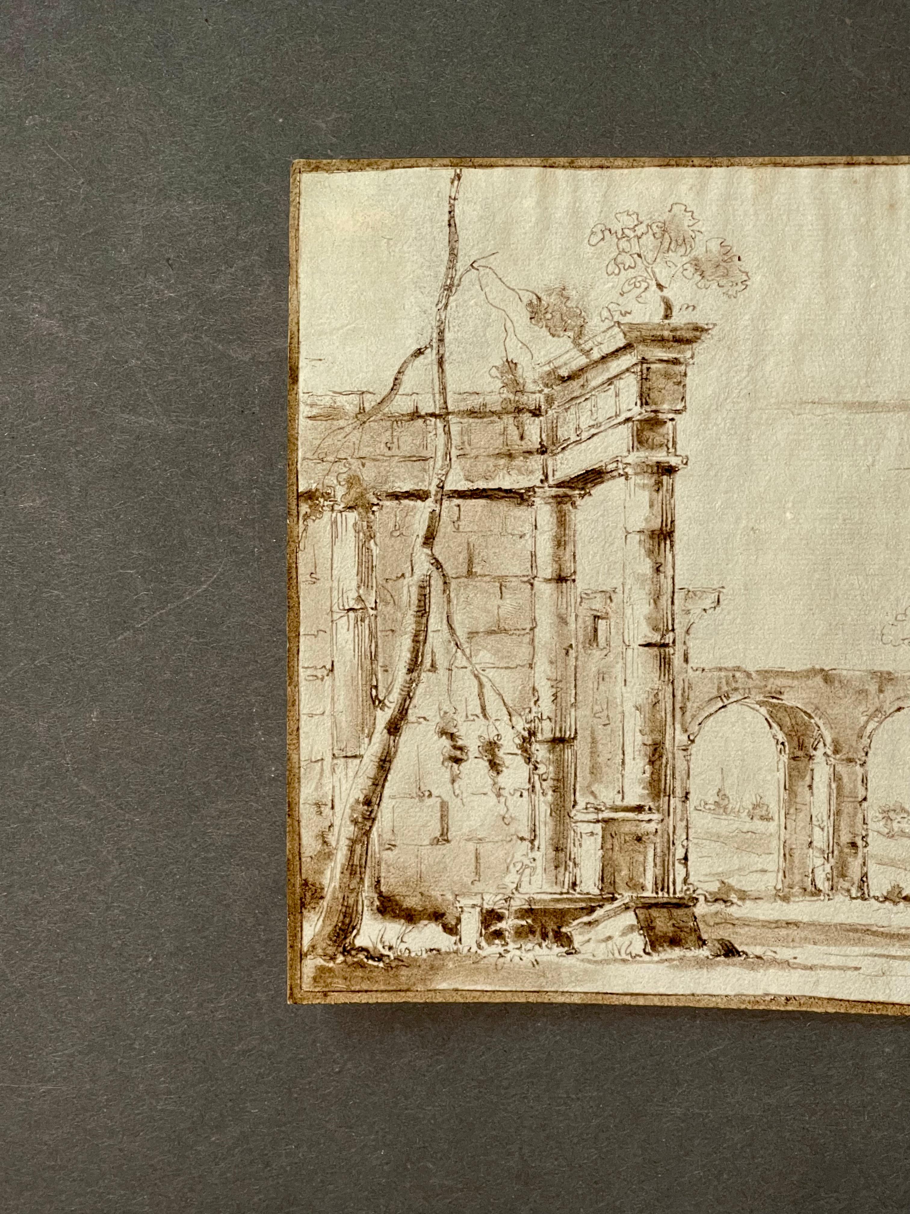 Tableau à l'encre d'époque de la Venetian School Capriccio Bon état - En vente à Roma, IT