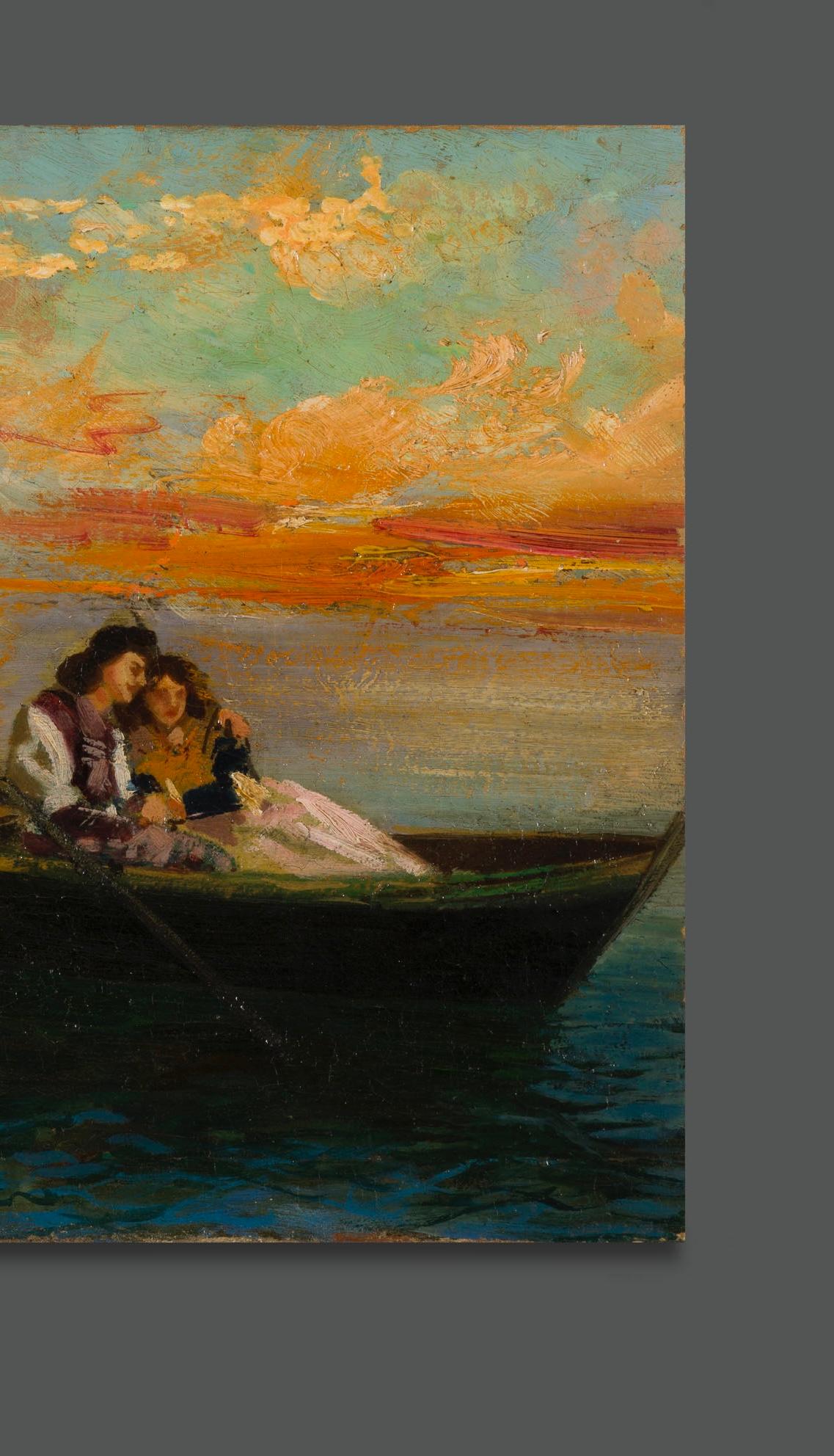 Romantico Quadro di paesaggio veneziano d'epoca firmato in vendita