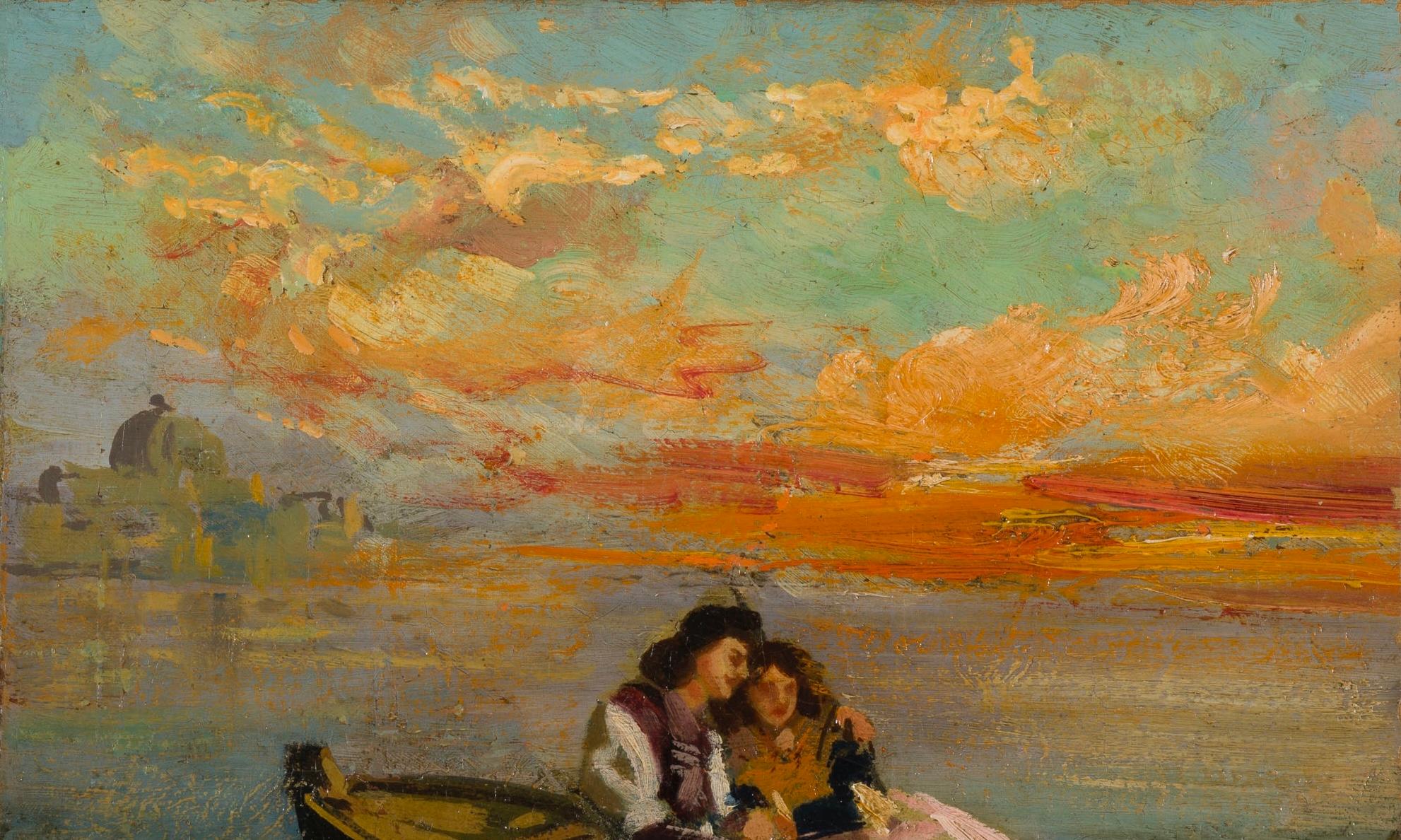 Quadro di paesaggio veneziano d'epoca firmato In condizioni buone in vendita a Roma, IT