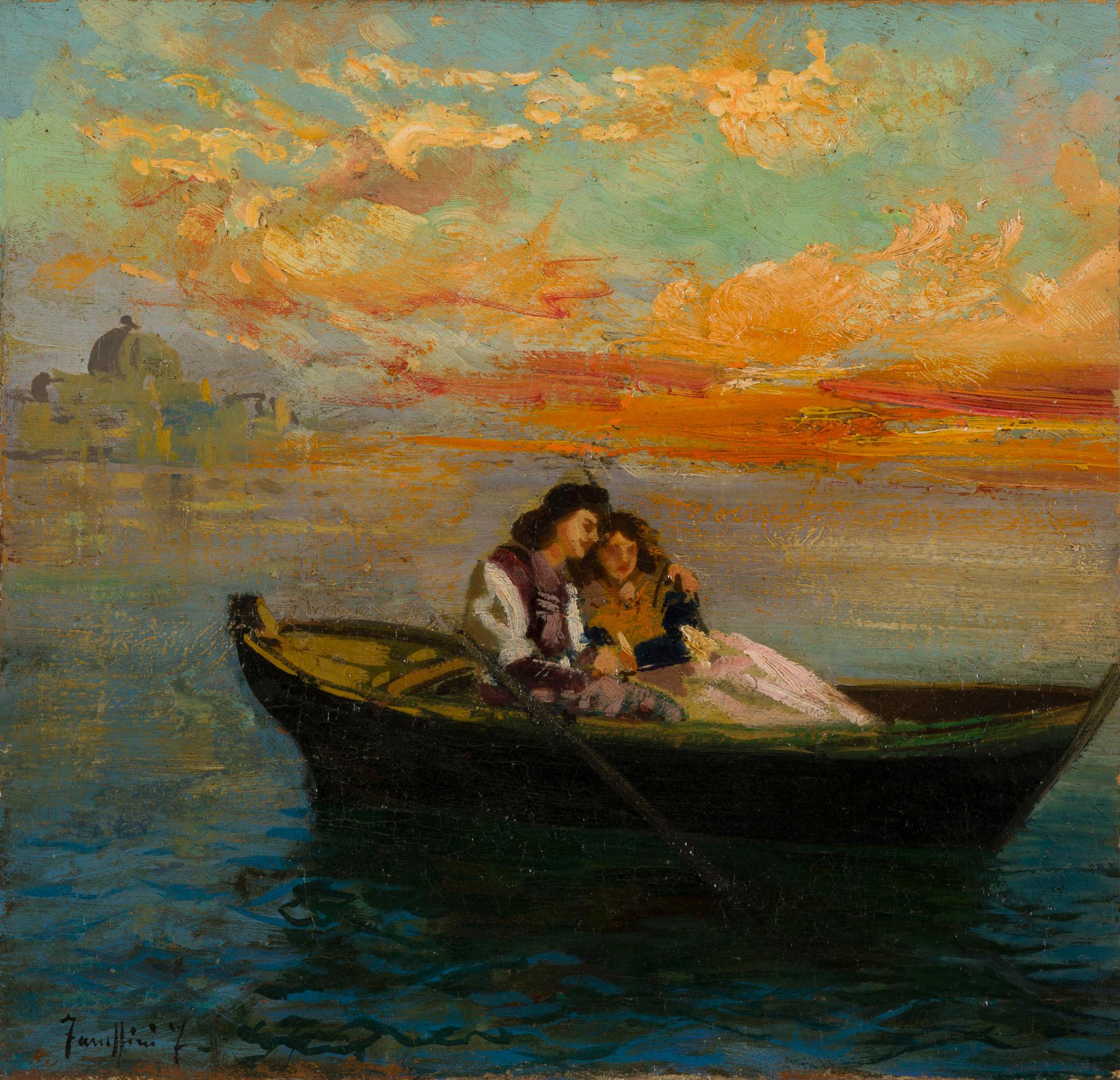 XIX secolo Quadro di paesaggio veneziano d'epoca firmato in vendita