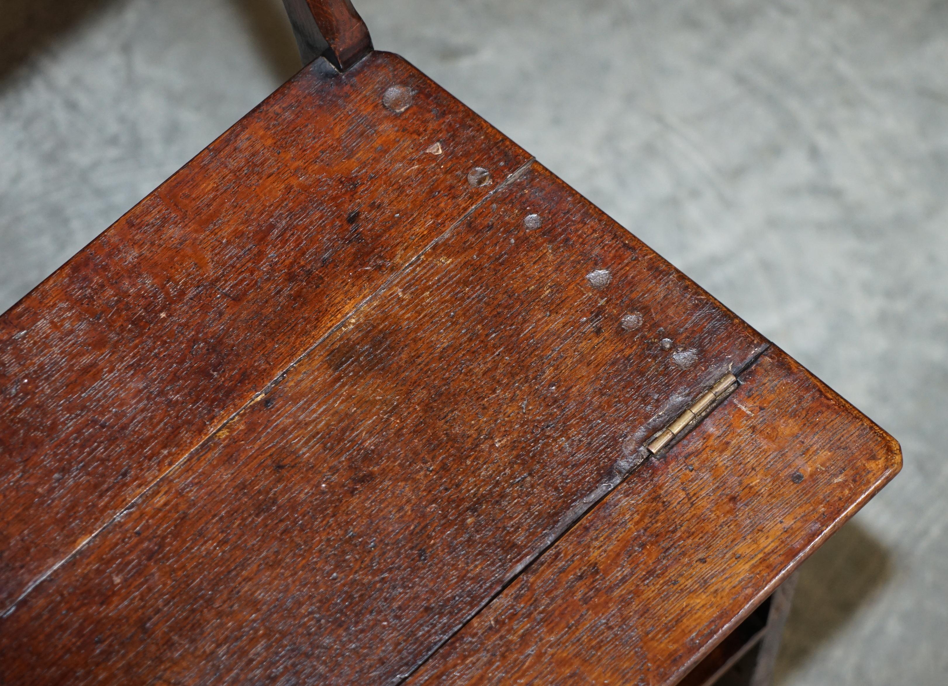 Hand-Crafted Period Victorian 1880 English Oak Library Bookcase Steps into Metamorphic Chair