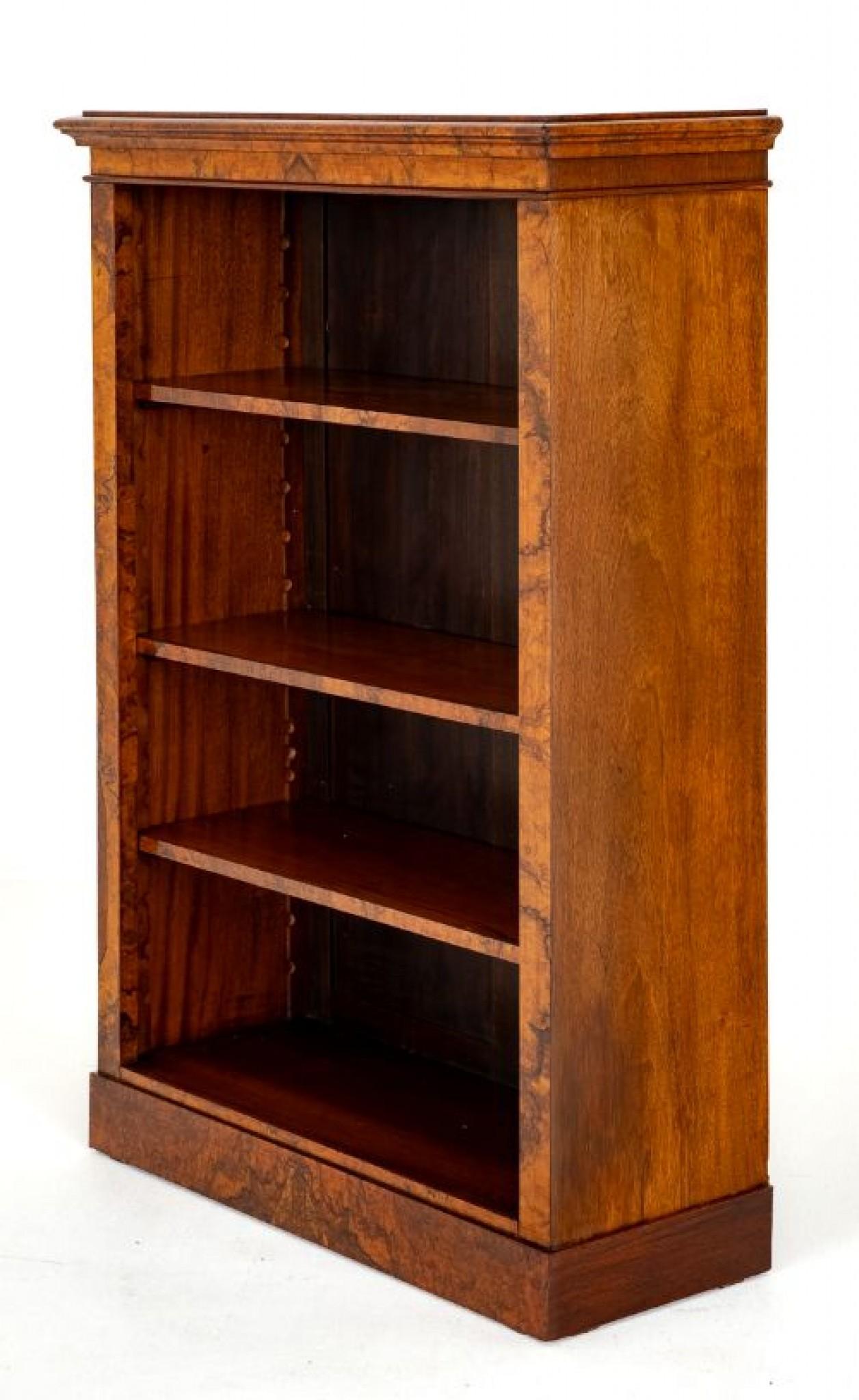 Victorian Burr Walnut Open Bookcase.
This Bookcase is of a Typical Victorian Form.
Standing on a Plinth Base.
Circa 1860
The Bookcase Features 3 Adjustable Shelves.
The Whole of the Bookcase Having Wonderful Burr Walnut Timbers.
Presented in good