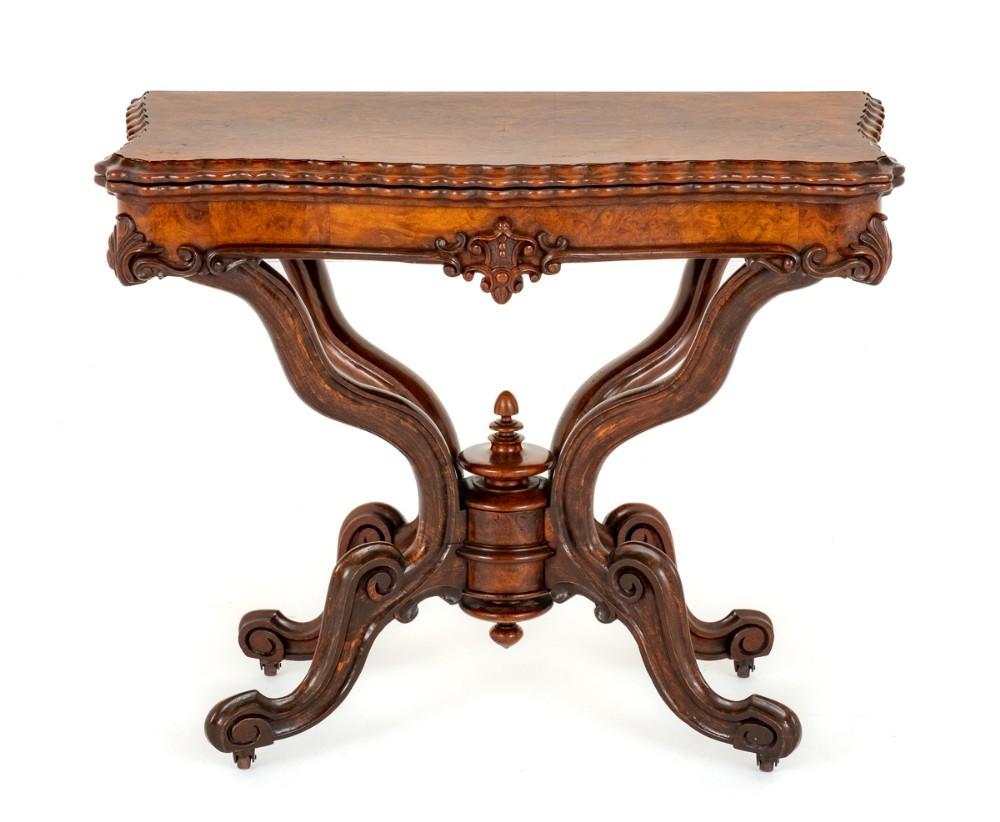 Period Victorian Card Table Walnut Games 1860 In Good Condition For Sale In Potters Bar, GB