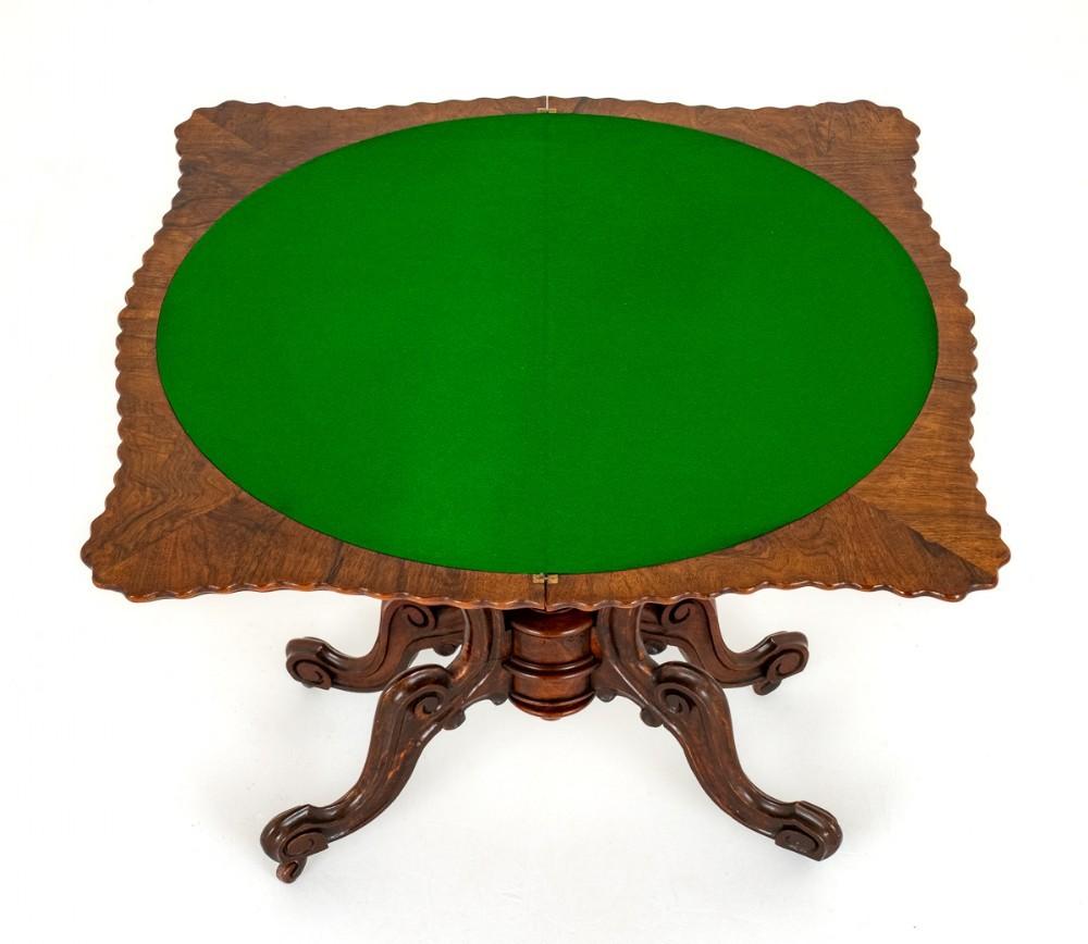 Period Victorian Card Table Walnut Games 1860 For Sale 3