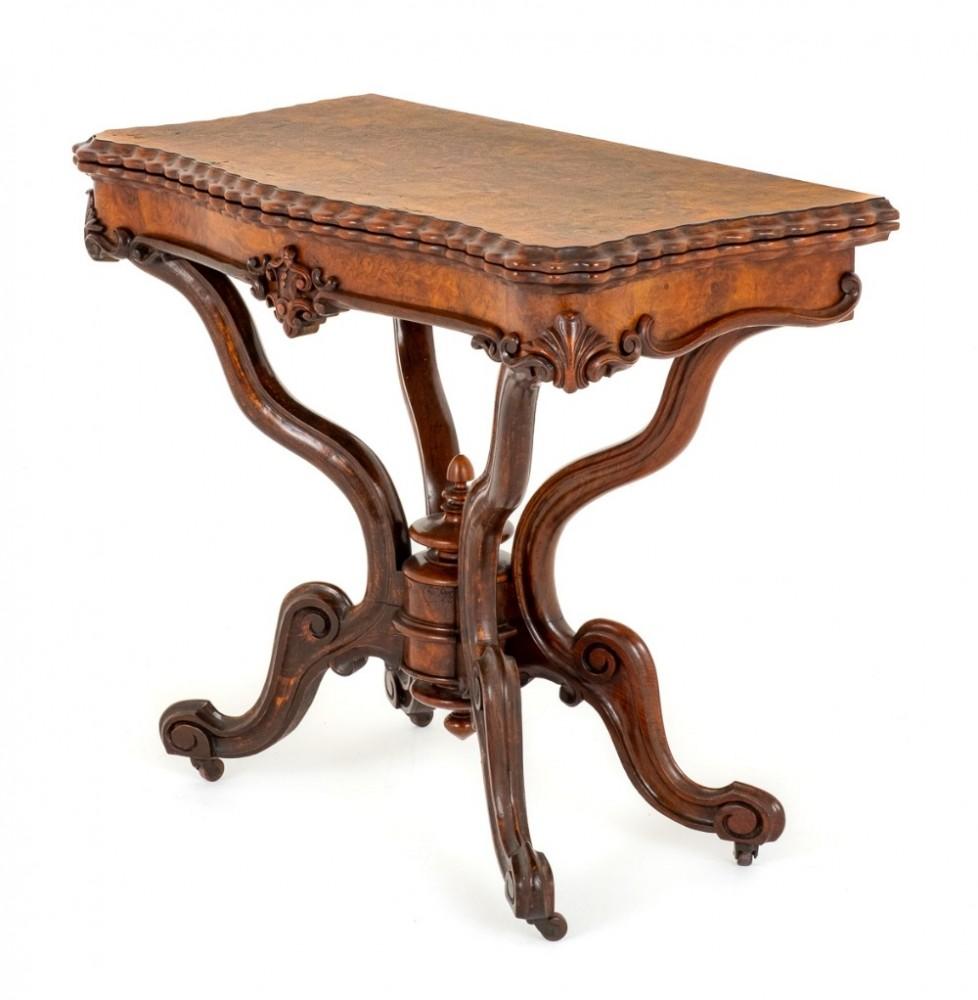 Period Victorian Card Table Walnut Games 1860 For Sale 6