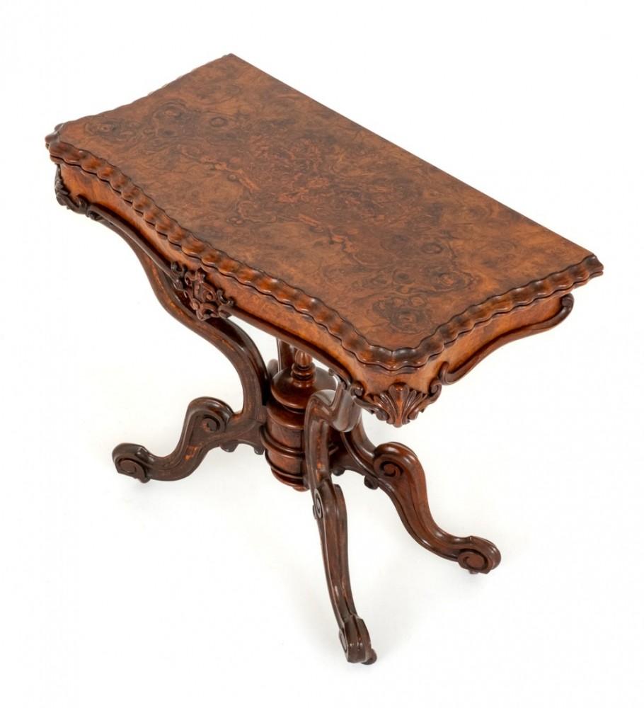 Period Victorian Card Table Walnut Games 1860 For Sale 7
