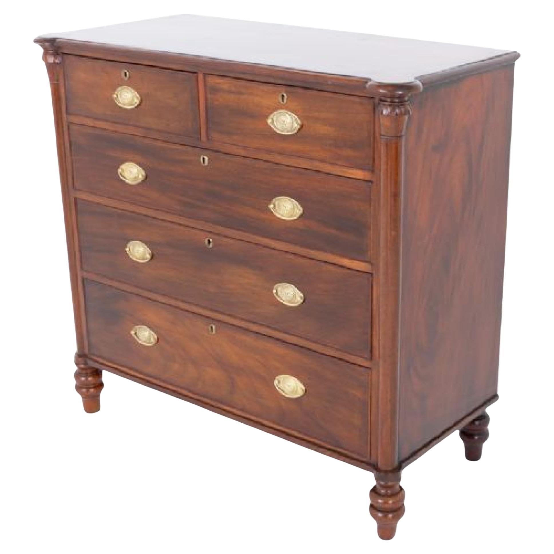 Victorian Mahogany Chest of Drawers, Circa 1860, Elegant Design For Sale