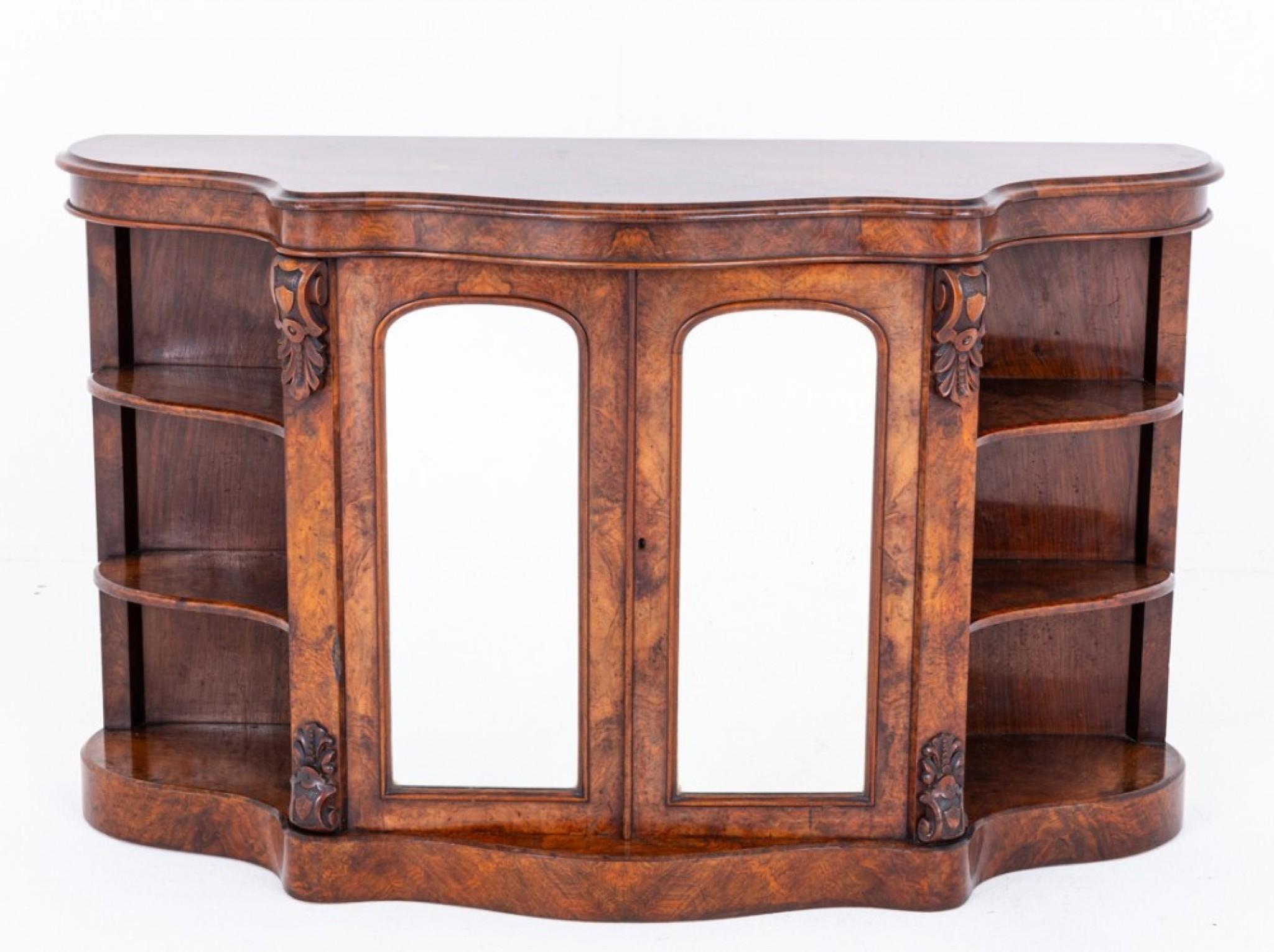 Period Victorian Credenza Burr Walnut 1860 In Good Condition For Sale In Potters Bar, GB