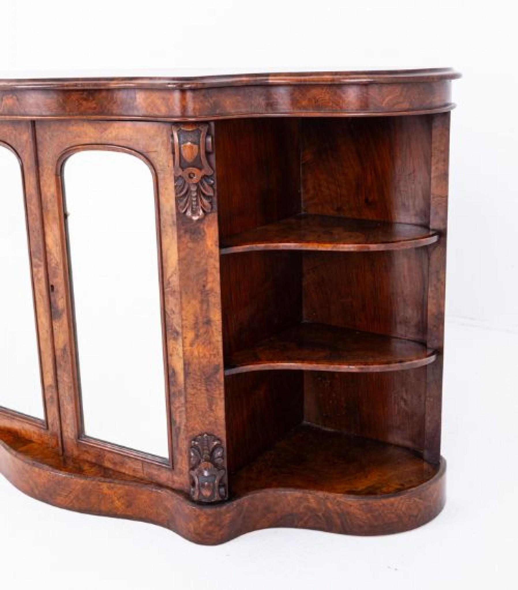 Mid-19th Century Period Victorian Credenza Burr Walnut 1860 For Sale