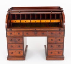 Period Victorian Cylinder Desk Roll Top Mahogany 1860